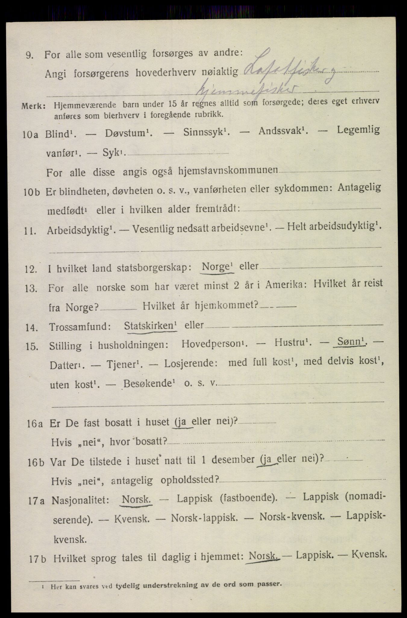 SAT, 1920 census for Hadsel, 1920, p. 7003