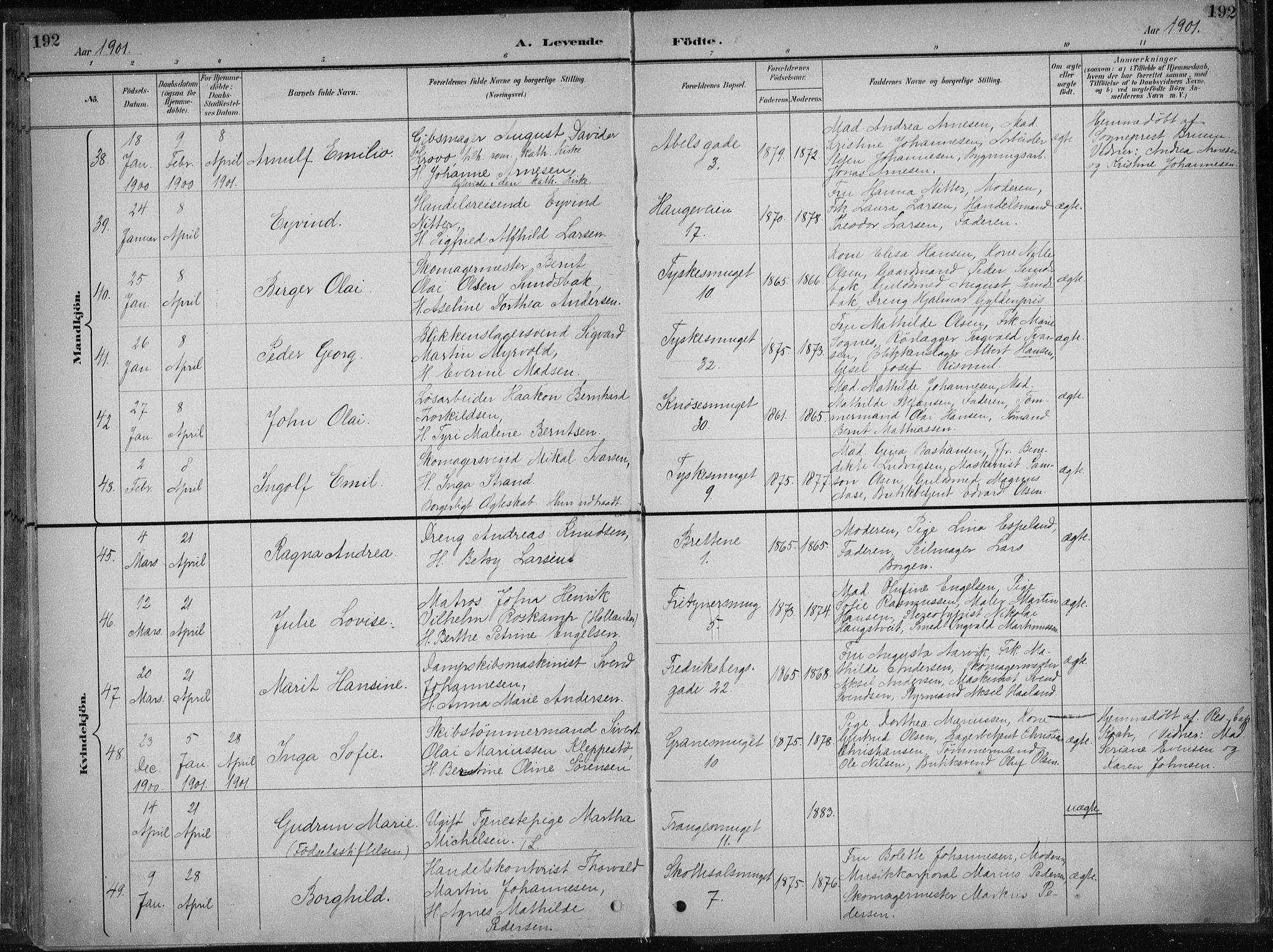 Nykirken Sokneprestembete, AV/SAB-A-77101/H/Haa/L0018: Parish register (official) no. B 6, 1895-1903, p. 192
