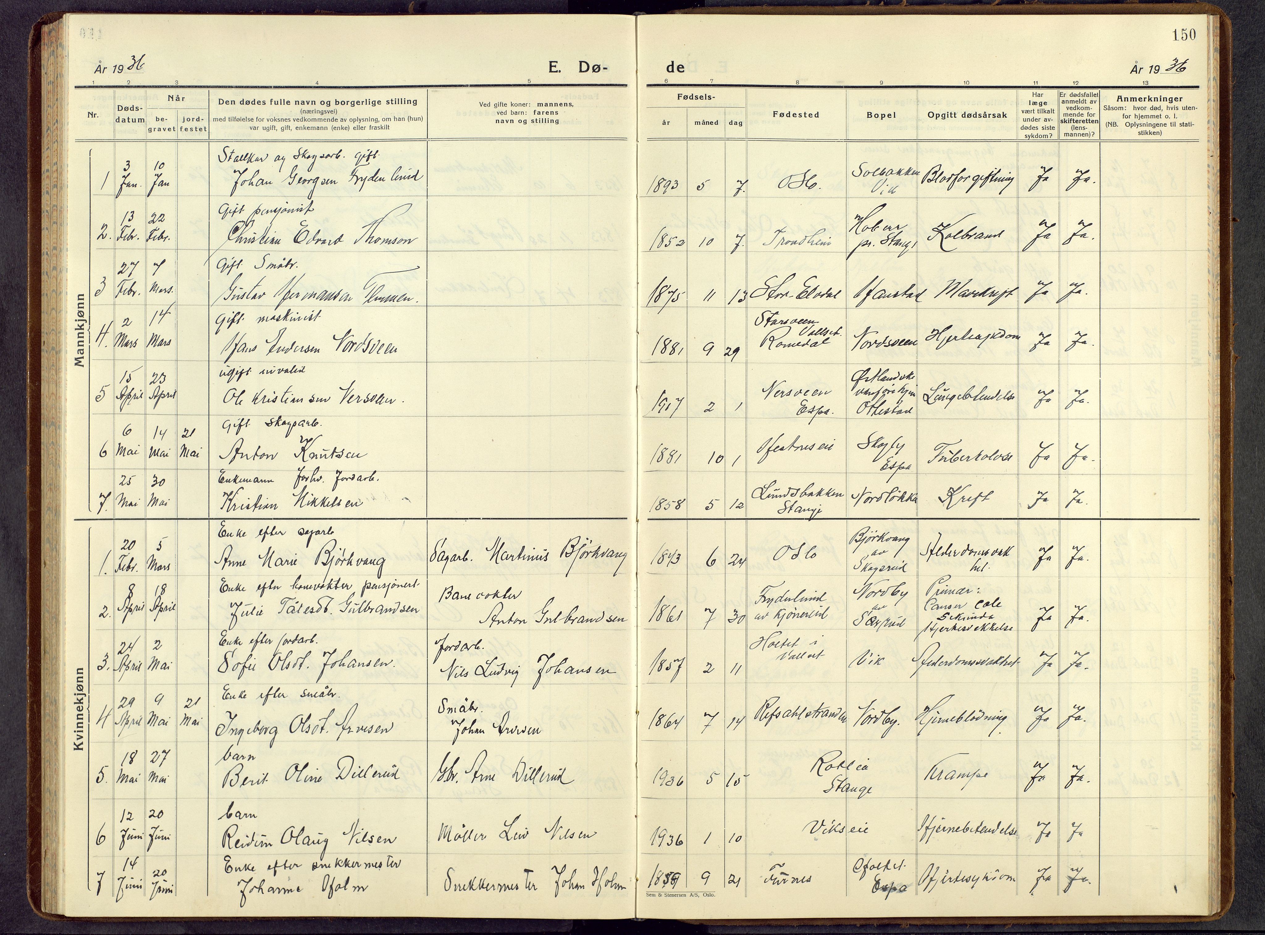 Stange prestekontor, AV/SAH-PREST-002/L/L0021: Parish register (copy) no. 21, 1937-1962, p. 150