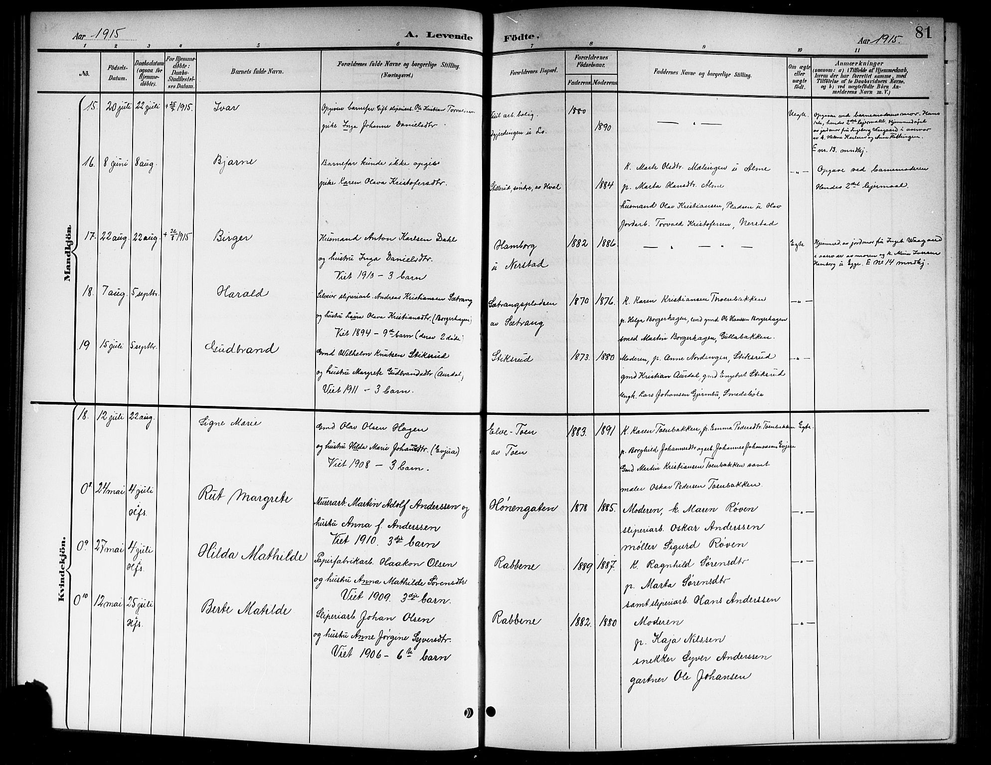 Norderhov kirkebøker, AV/SAKO-A-237/G/Gb/L0002: Parish register (copy) no. II 2, 1891-1921, p. 81