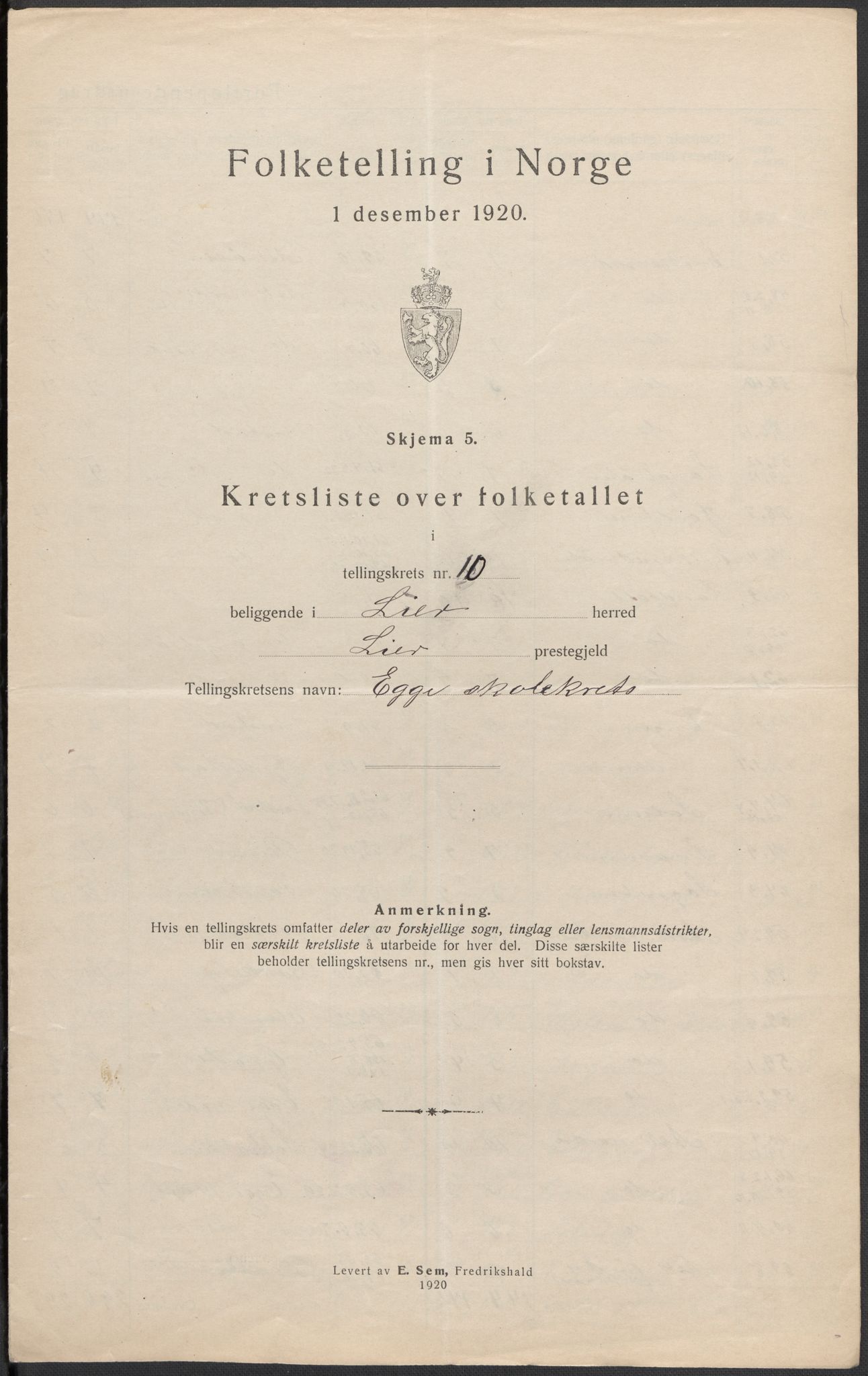 SAKO, 1920 census for Lier, 1920, p. 35