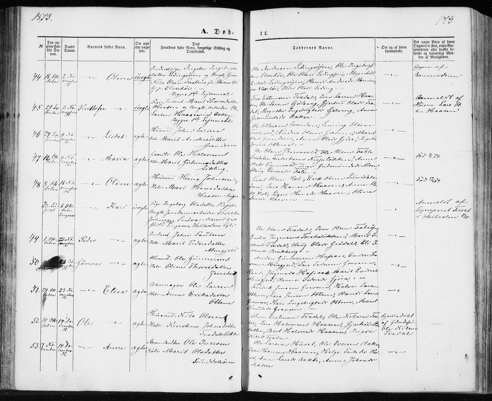 Ministerialprotokoller, klokkerbøker og fødselsregistre - Møre og Romsdal, AV/SAT-A-1454/590/L1013: Parish register (official) no. 590A05, 1847-1877, p. 173