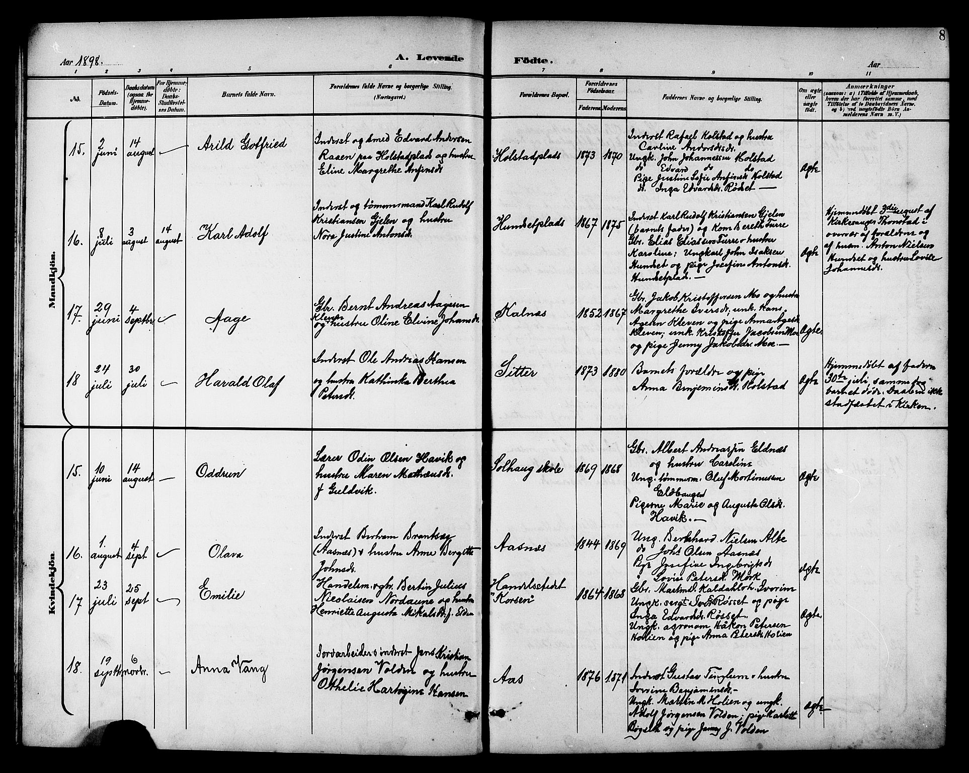 Ministerialprotokoller, klokkerbøker og fødselsregistre - Nord-Trøndelag, AV/SAT-A-1458/742/L0412: Parish register (copy) no. 742C03, 1898-1910, p. 8