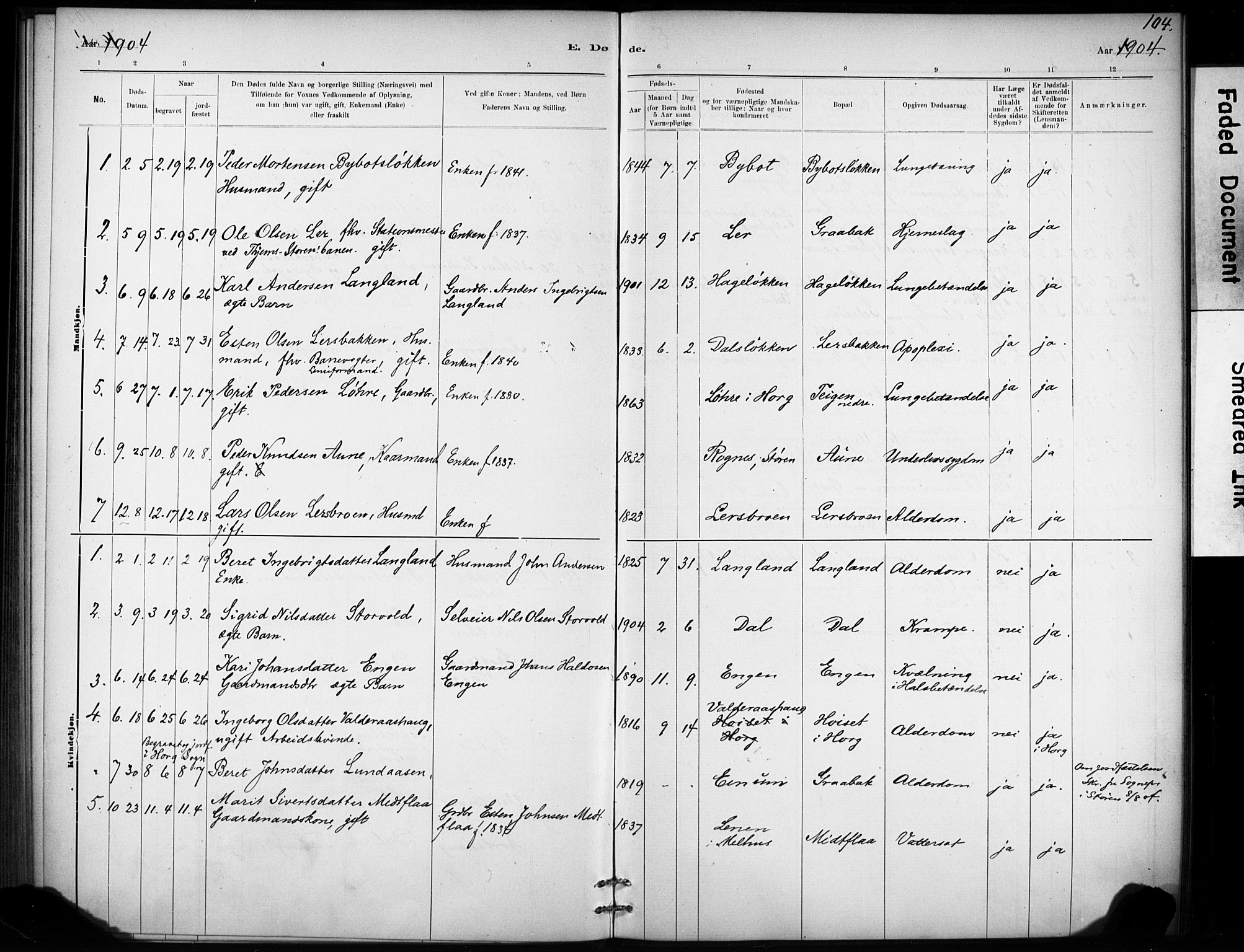 Ministerialprotokoller, klokkerbøker og fødselsregistre - Sør-Trøndelag, AV/SAT-A-1456/693/L1119: Parish register (official) no. 693A01, 1887-1905, p. 104