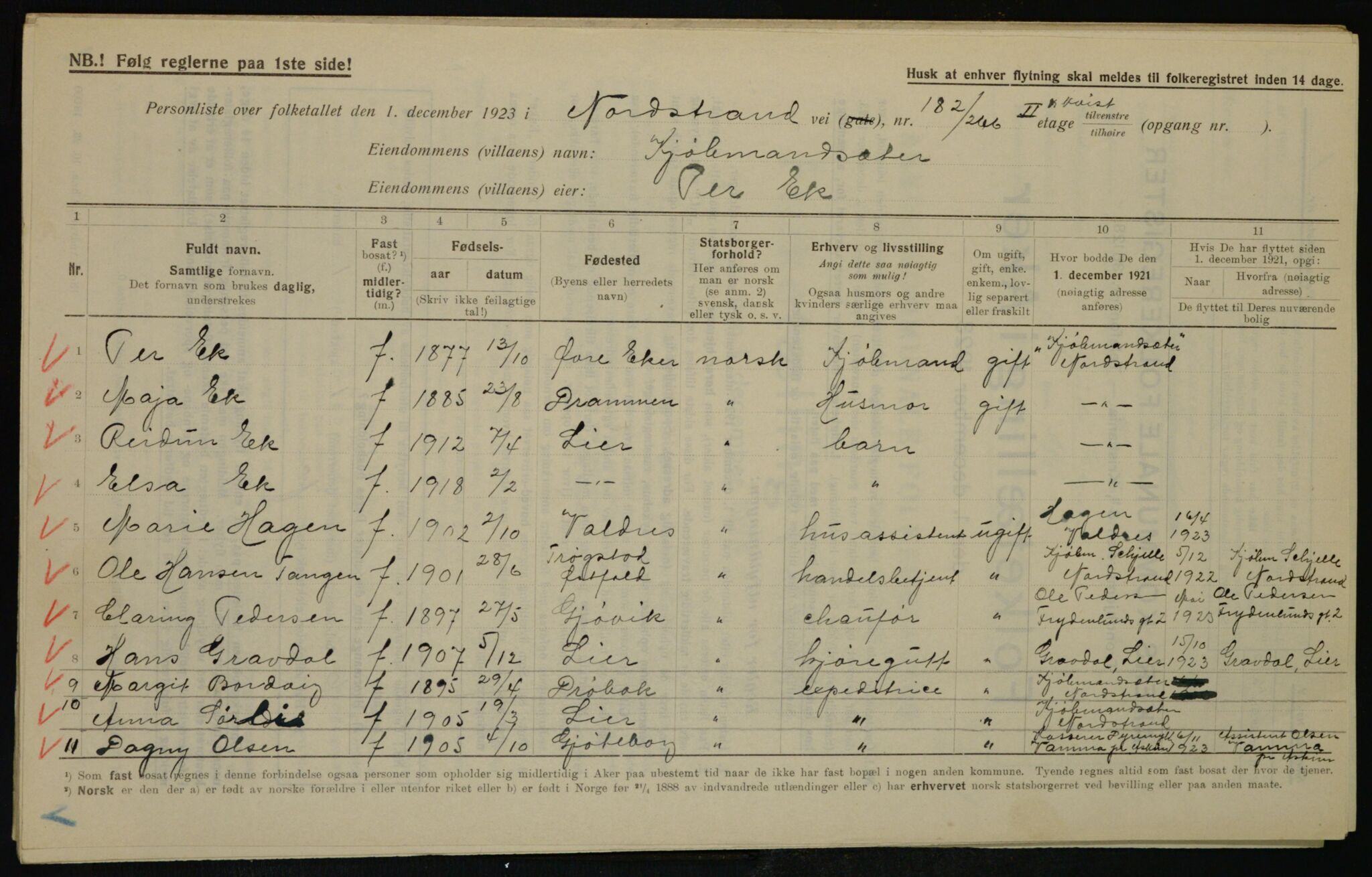 , Municipal Census 1923 for Aker, 1923, p. 45795