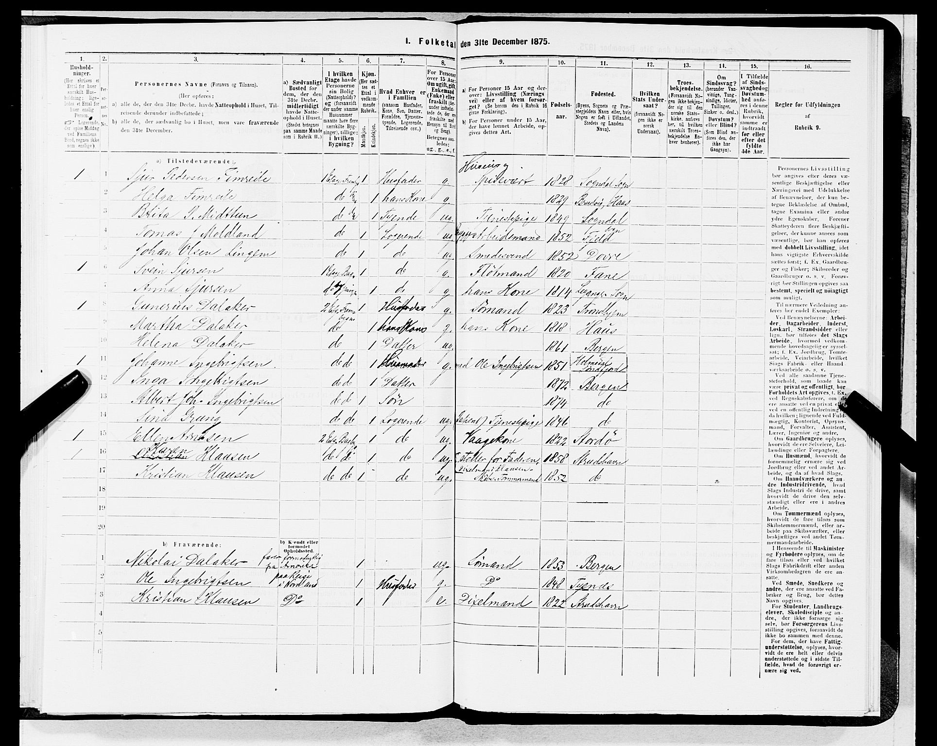 SAB, 1875 census for 1301 Bergen, 1875, p. 638