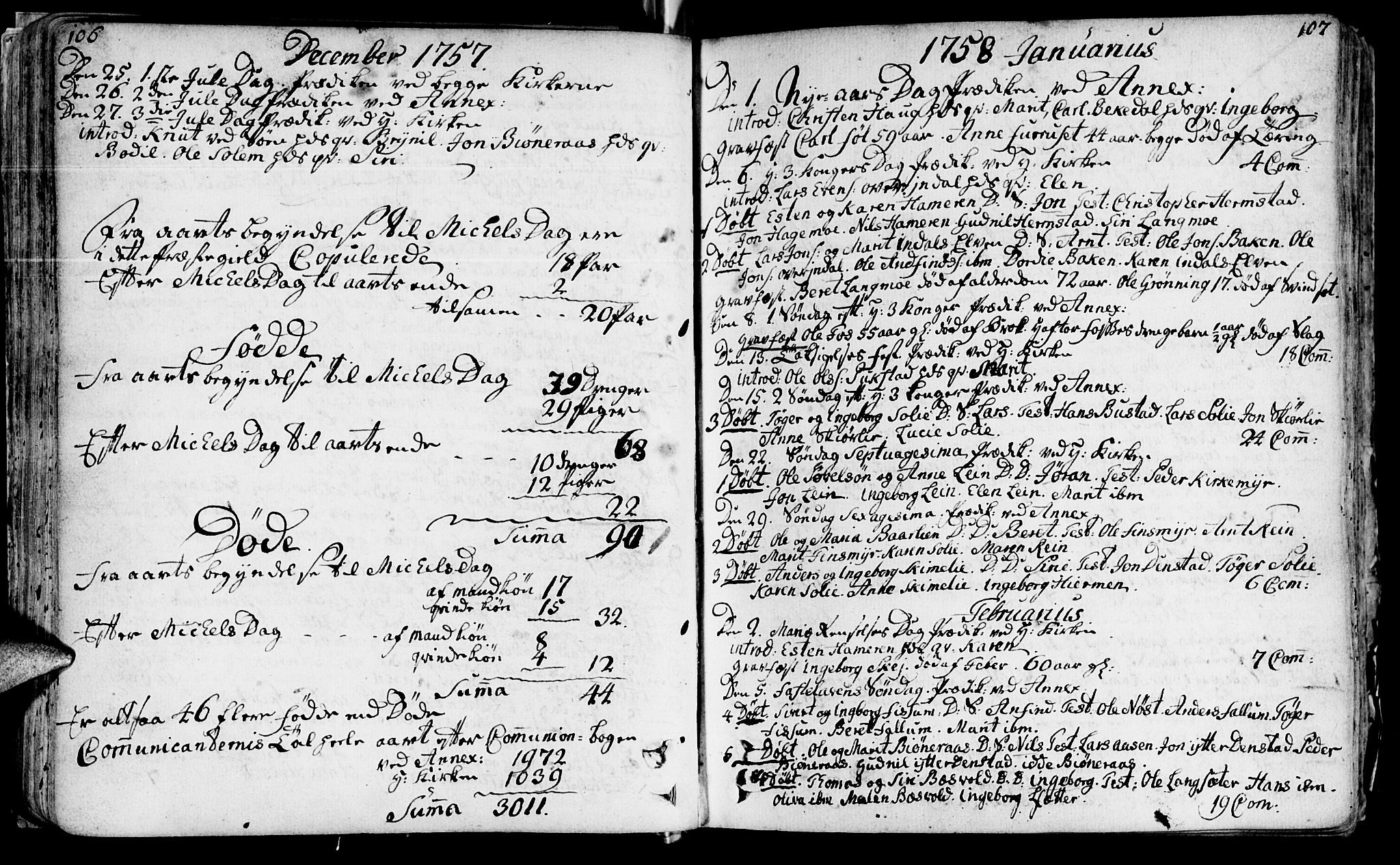 Ministerialprotokoller, klokkerbøker og fødselsregistre - Sør-Trøndelag, AV/SAT-A-1456/646/L0605: Parish register (official) no. 646A03, 1751-1790, p. 106-107