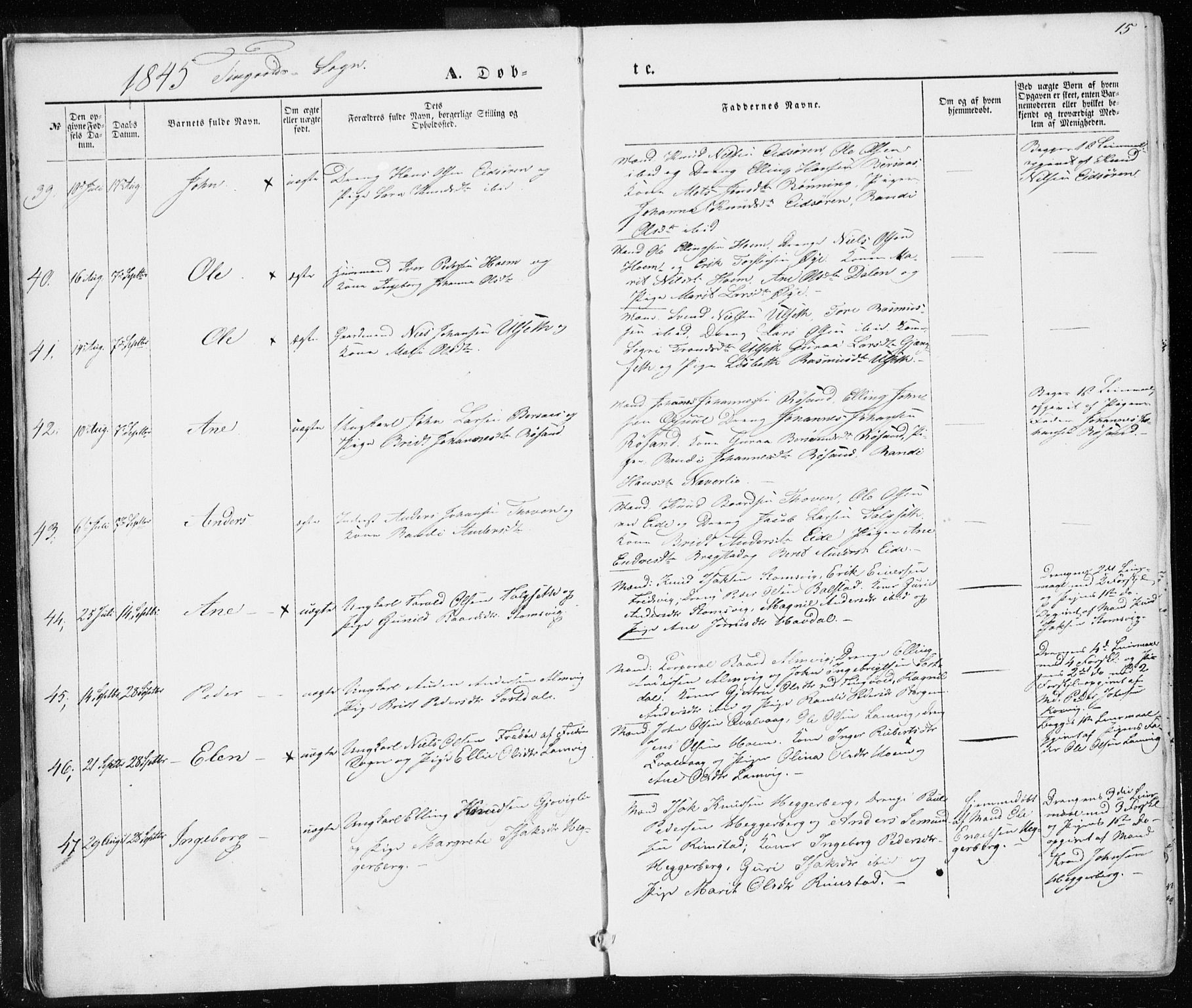 Ministerialprotokoller, klokkerbøker og fødselsregistre - Møre og Romsdal, AV/SAT-A-1454/586/L0984: Parish register (official) no. 586A10, 1844-1856, p. 15