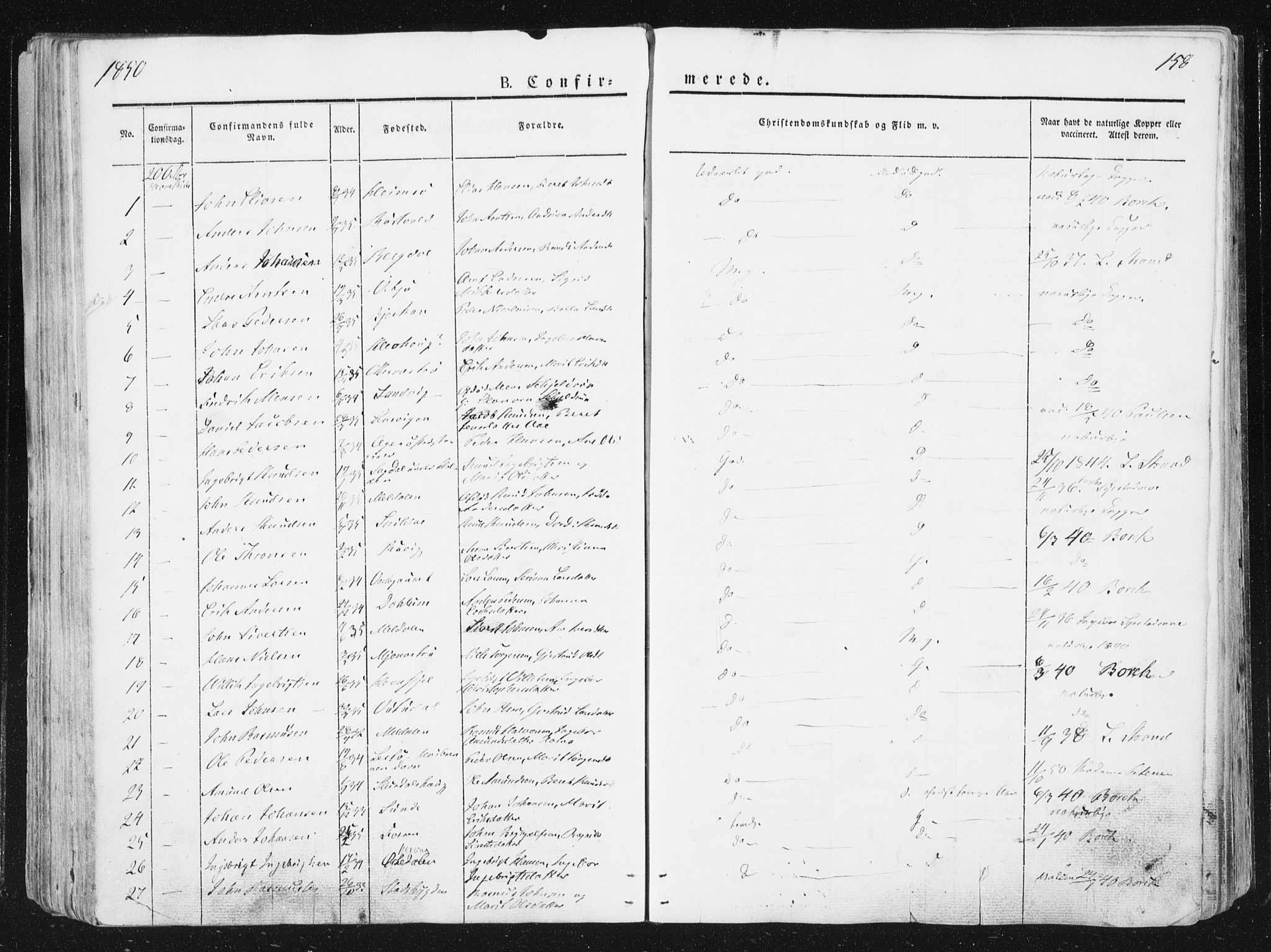 Ministerialprotokoller, klokkerbøker og fødselsregistre - Sør-Trøndelag, SAT/A-1456/630/L0493: Parish register (official) no. 630A06, 1841-1851, p. 158