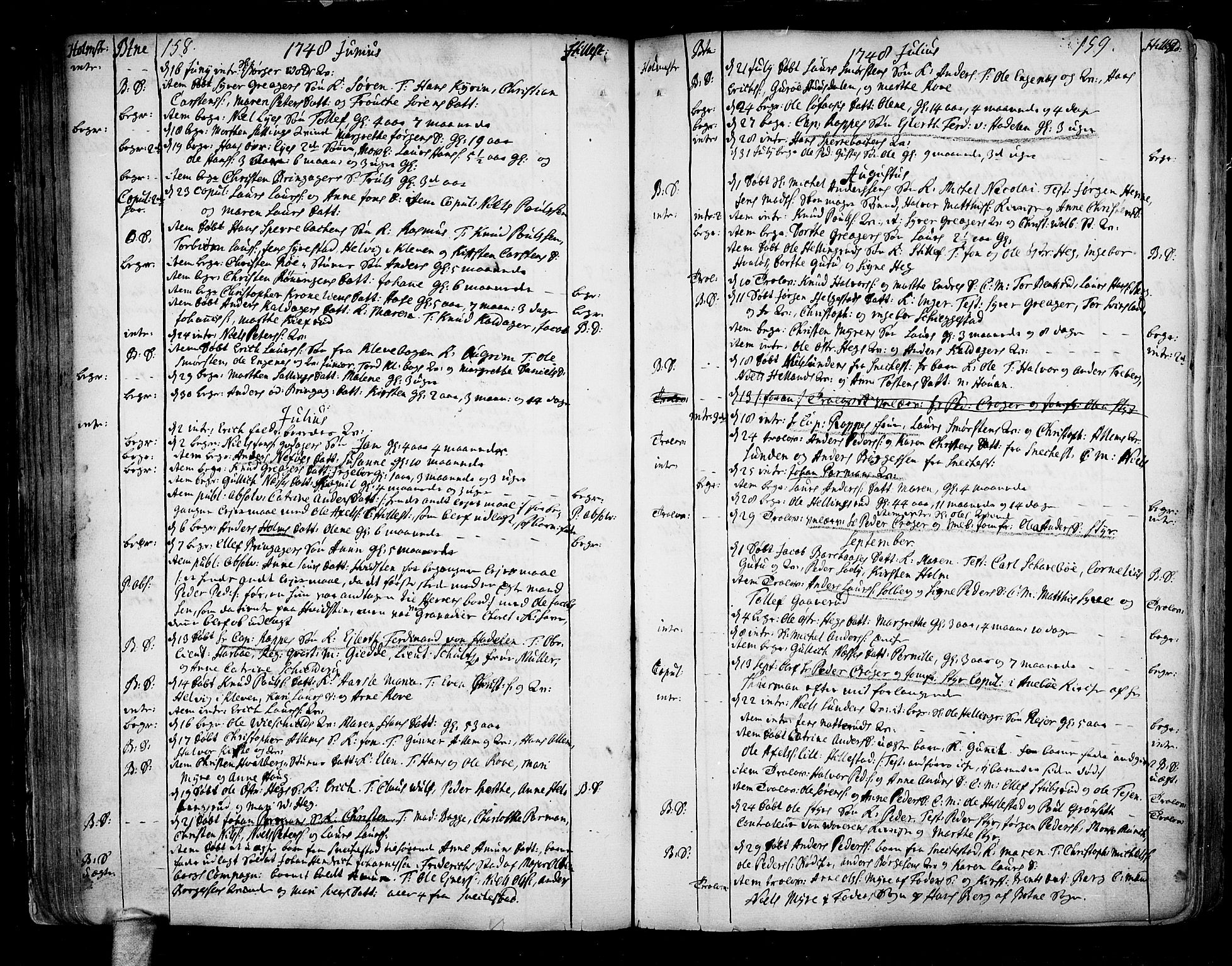 Botne kirkebøker, AV/SAKO-A-340/F/Fa/L0001a: Parish register (official) no. I 1A, 1707-1778, p. 158-159