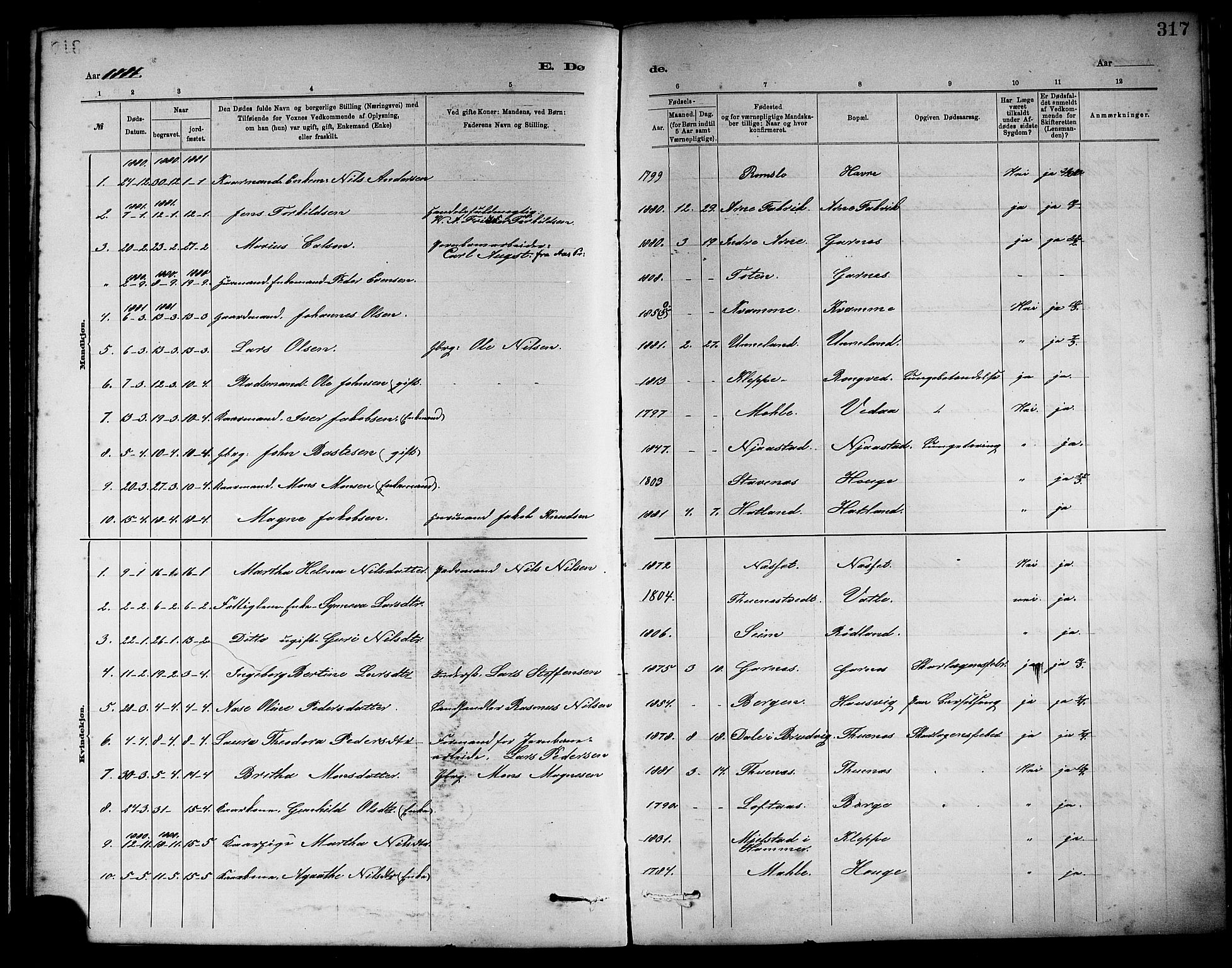 Haus sokneprestembete, AV/SAB-A-75601/H/Haa: Parish register (official) no. A 19II, 1878-1886, p. 317