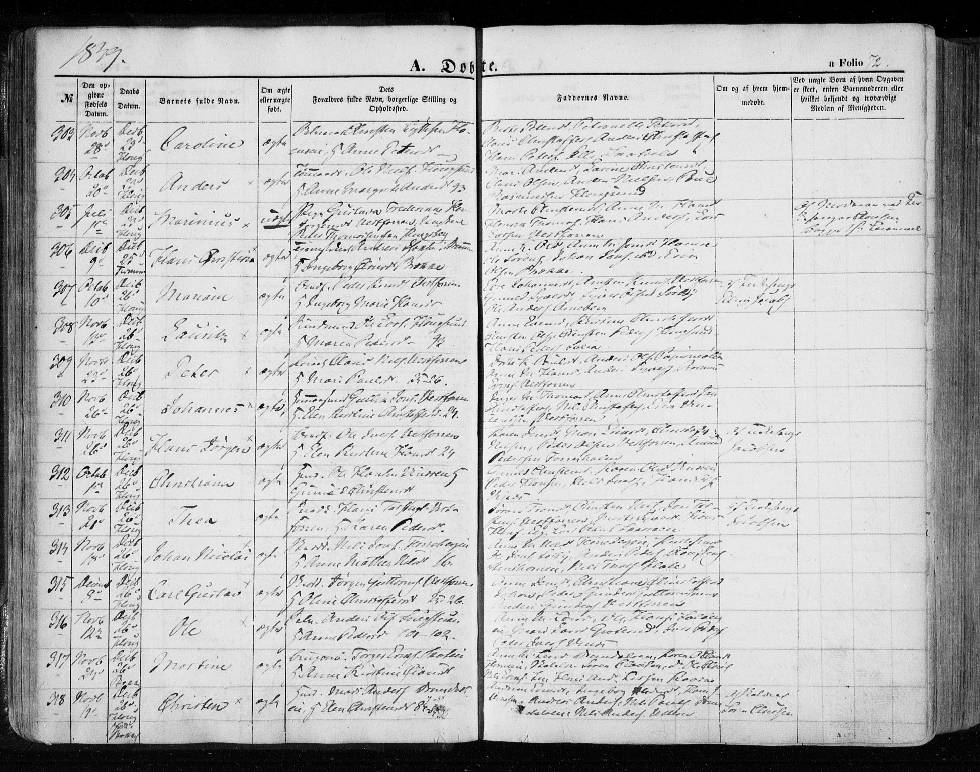 Eiker kirkebøker, AV/SAKO-A-4/F/Fa/L0014: Parish register (official) no. I 14, 1846-1854, p. 72