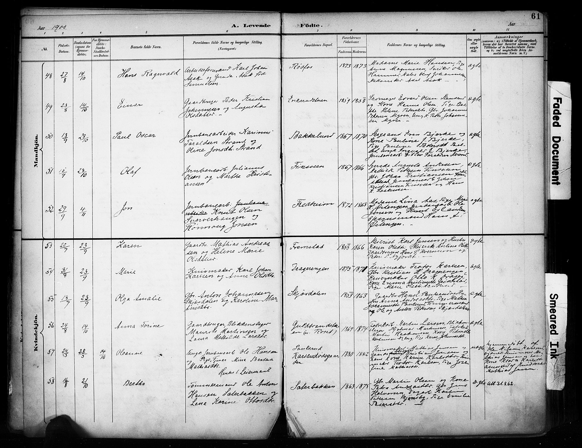 Vestre Toten prestekontor, AV/SAH-PREST-108/H/Ha/Haa/L0011: Parish register (official) no. 11, 1895-1906, p. 61