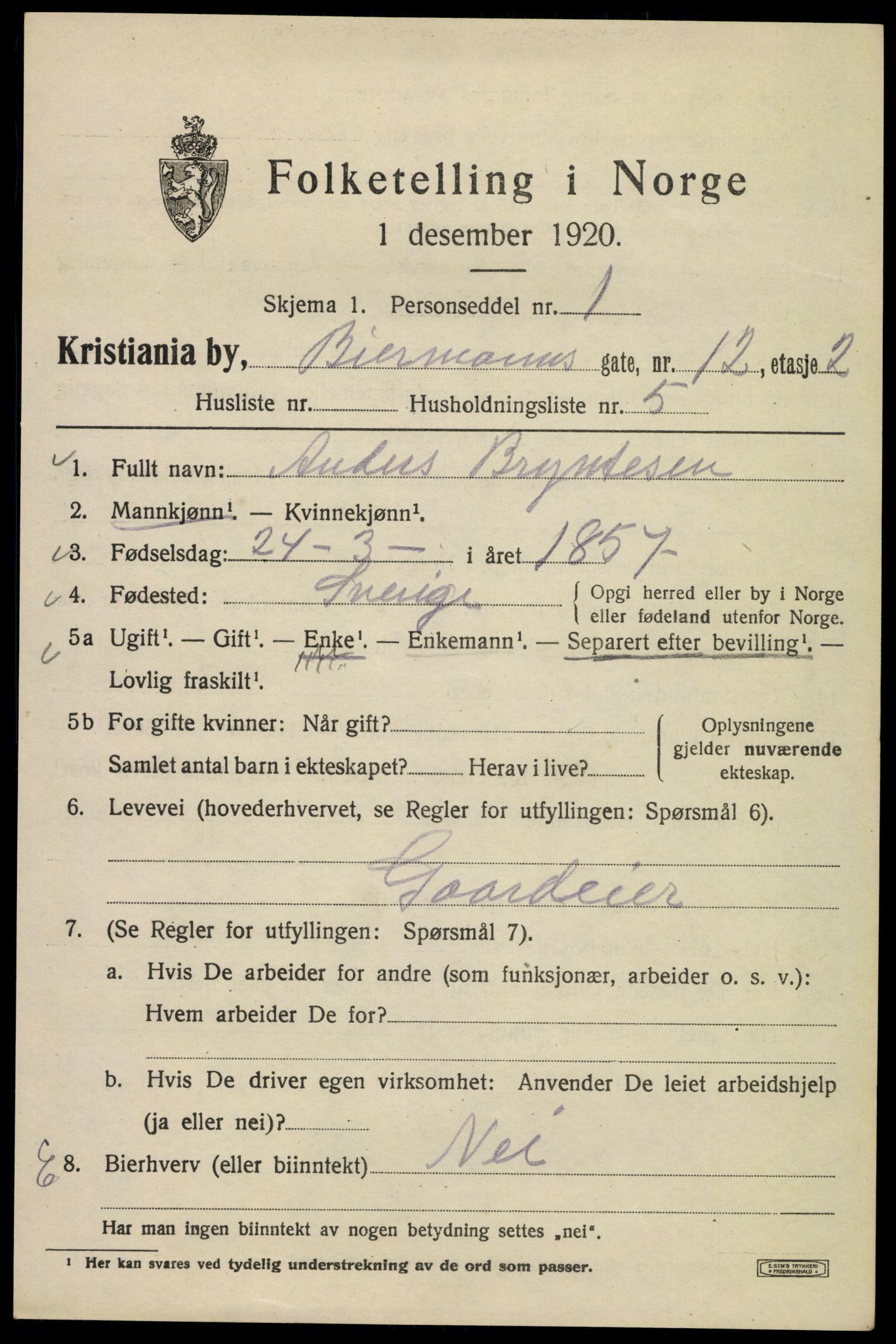 SAO, 1920 census for Kristiania, 1920, p. 155793