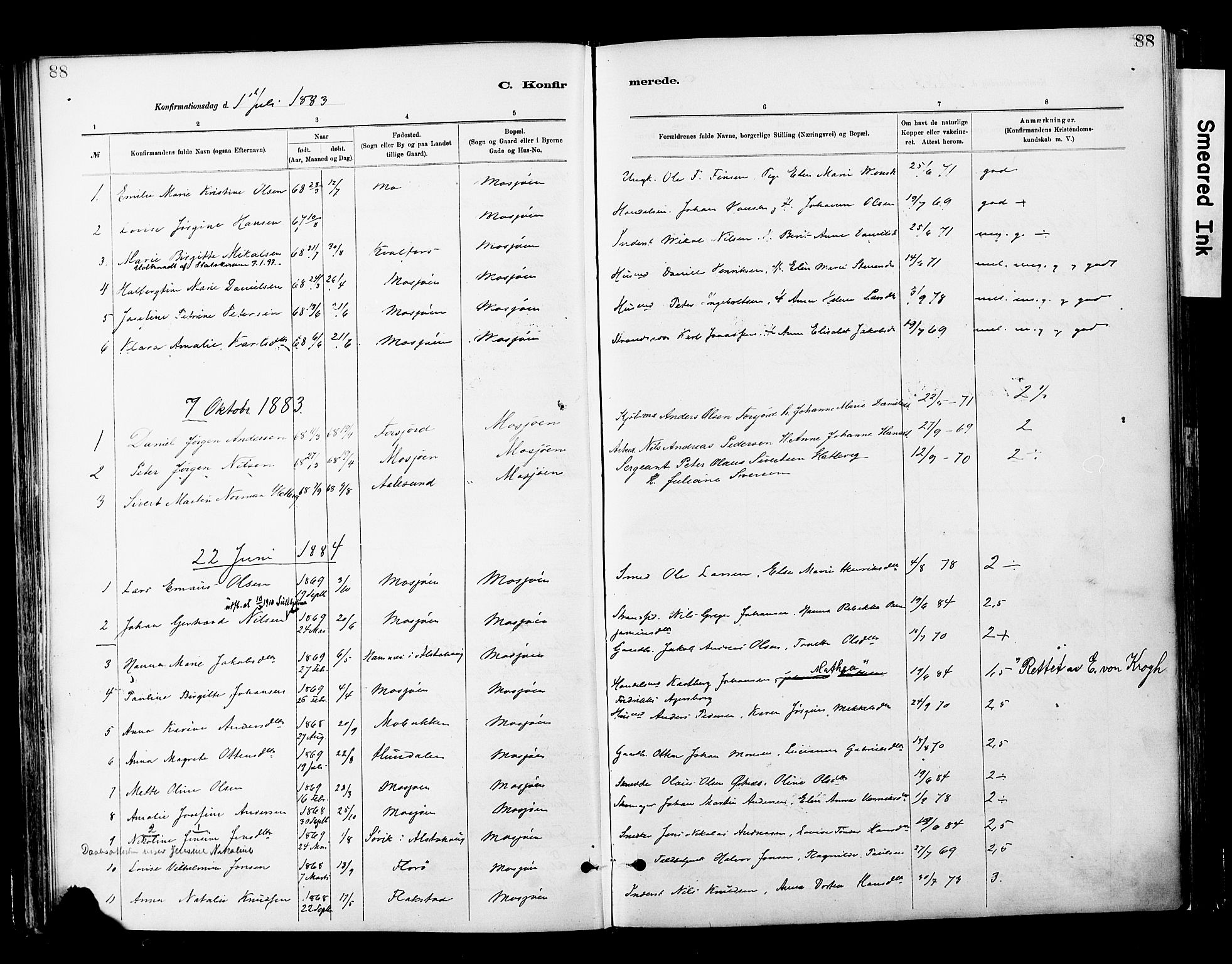 Ministerialprotokoller, klokkerbøker og fødselsregistre - Nordland, SAT/A-1459/820/L0296: Parish register (official) no. 820A17, 1880-1903, p. 88