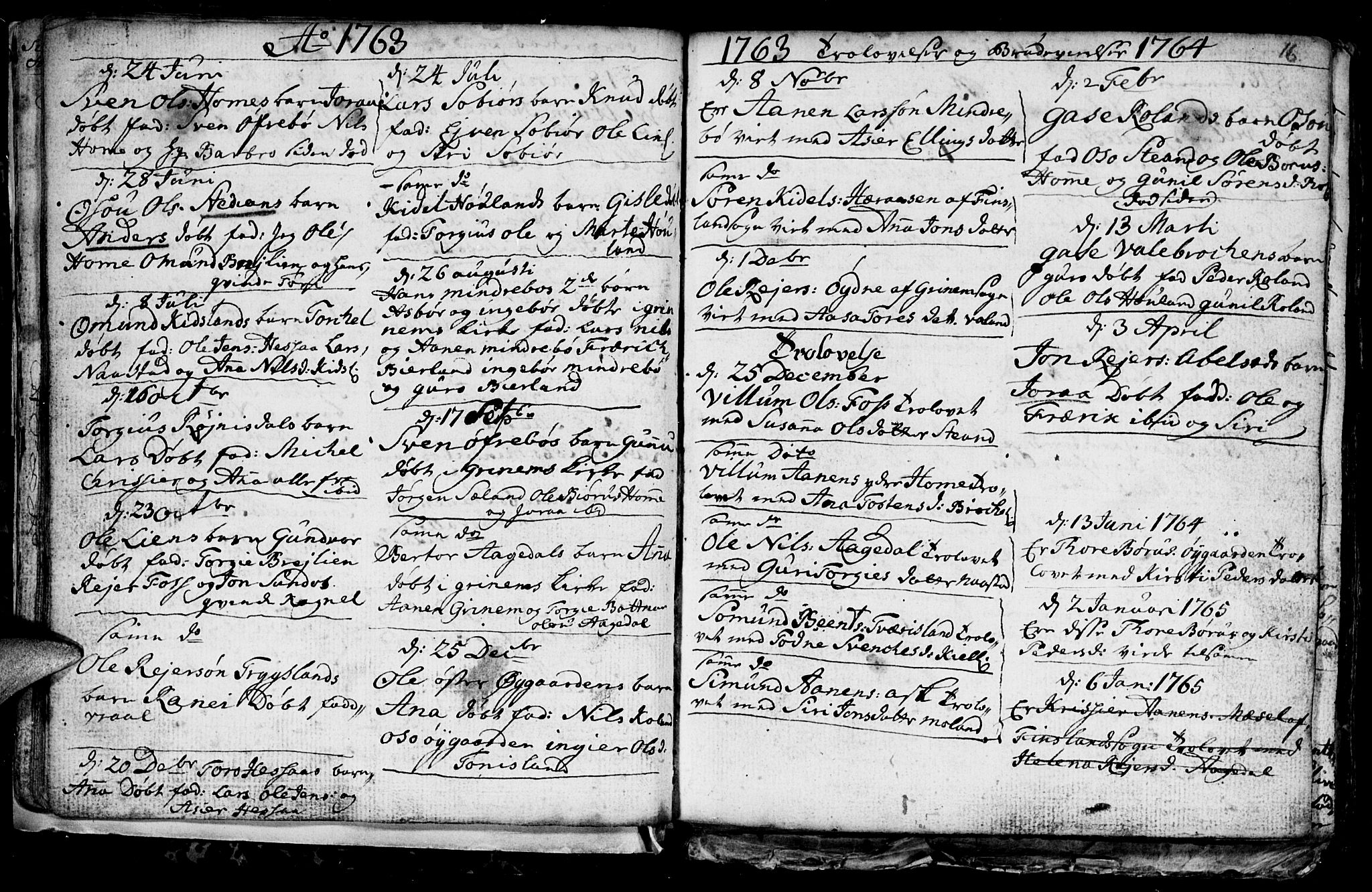 Bjelland sokneprestkontor, SAK/1111-0005/F/Fb/Fba/L0002: Parish register (copy) no. B 2, 1753-1792, p. 16