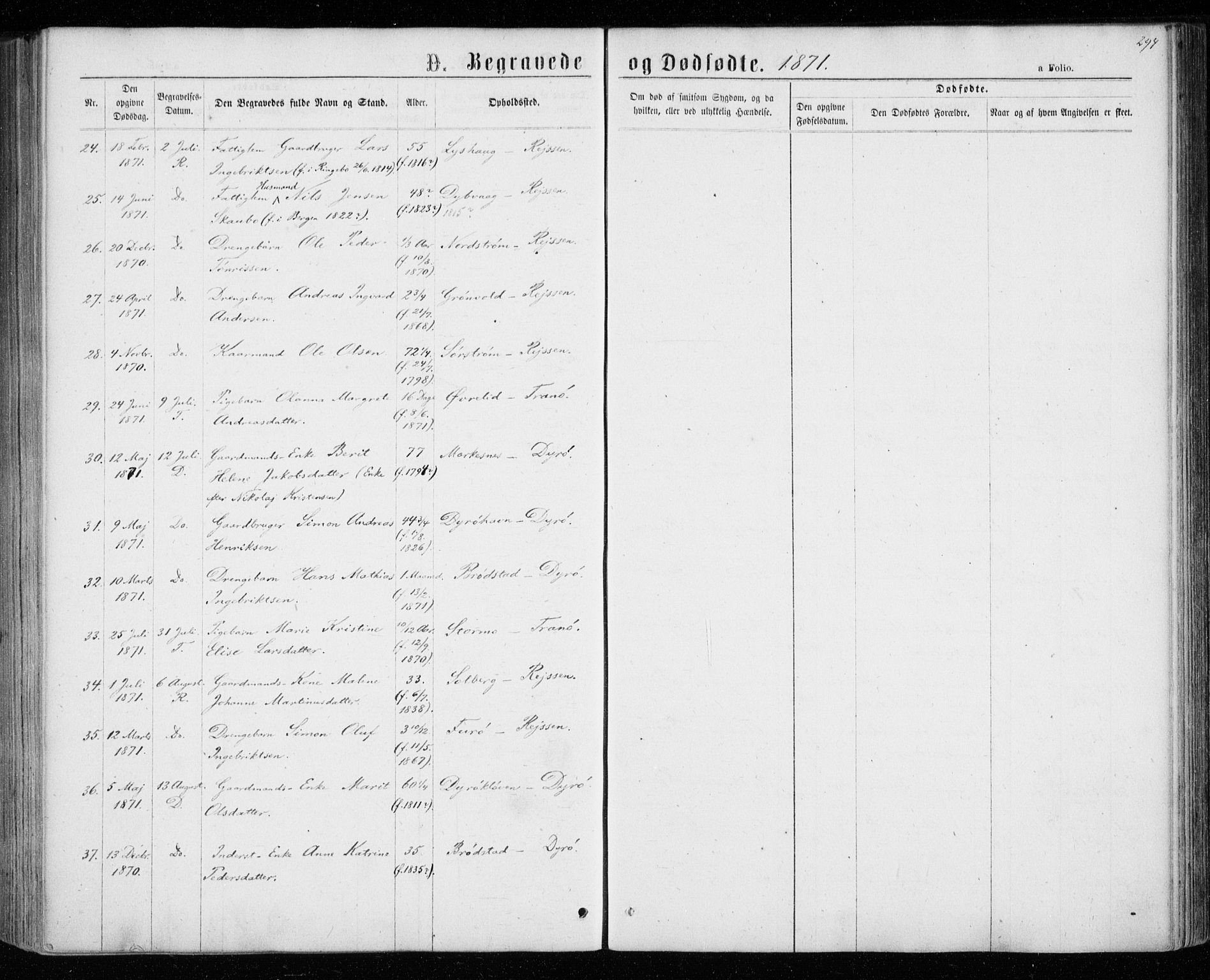 Tranøy sokneprestkontor, SATØ/S-1313/I/Ia/Iaa/L0008kirke: Parish register (official) no. 8, 1867-1877, p. 294