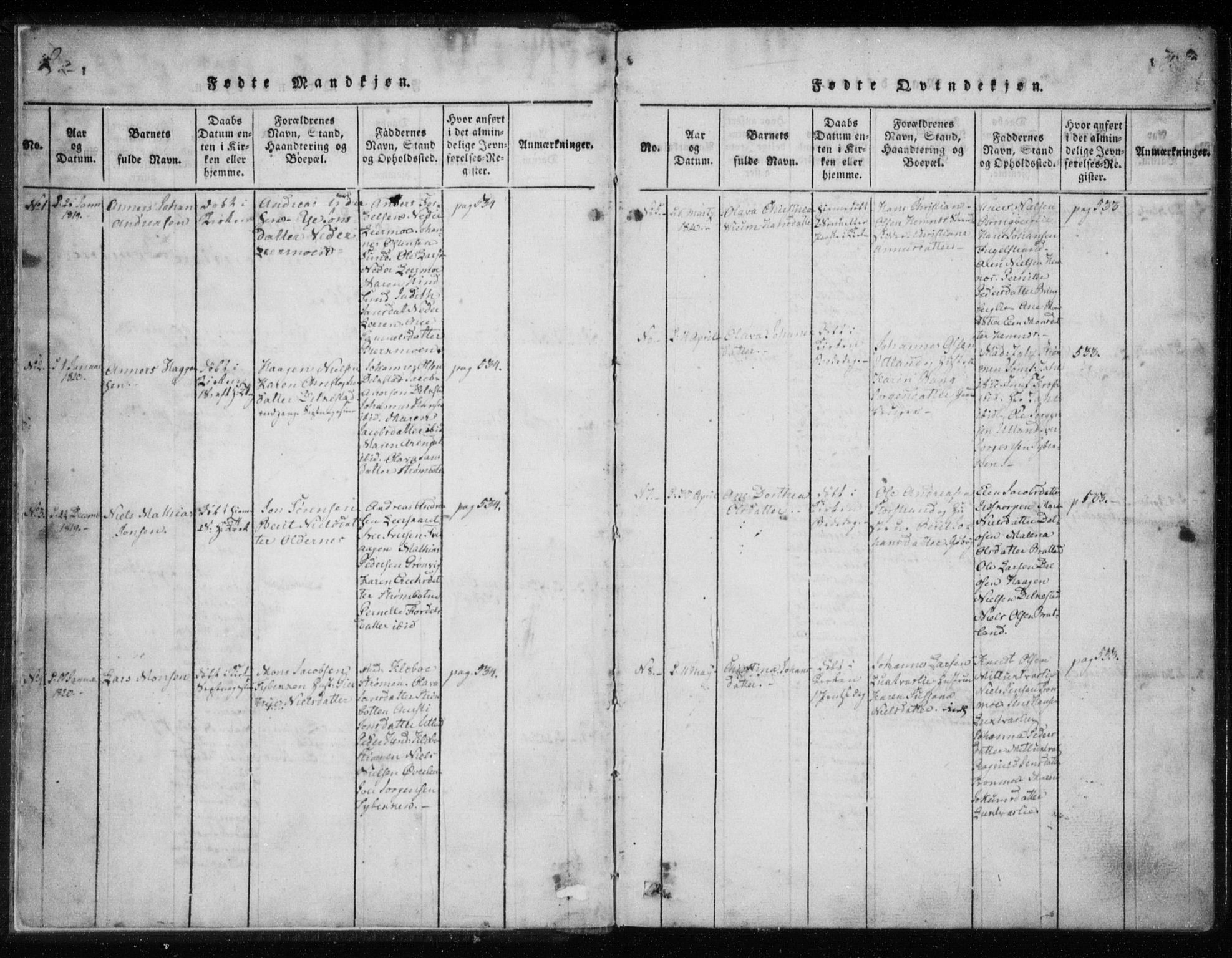Ministerialprotokoller, klokkerbøker og fødselsregistre - Nordland, SAT/A-1459/825/L0353: Parish register (official) no. 825A07, 1820-1826, p. 2-3