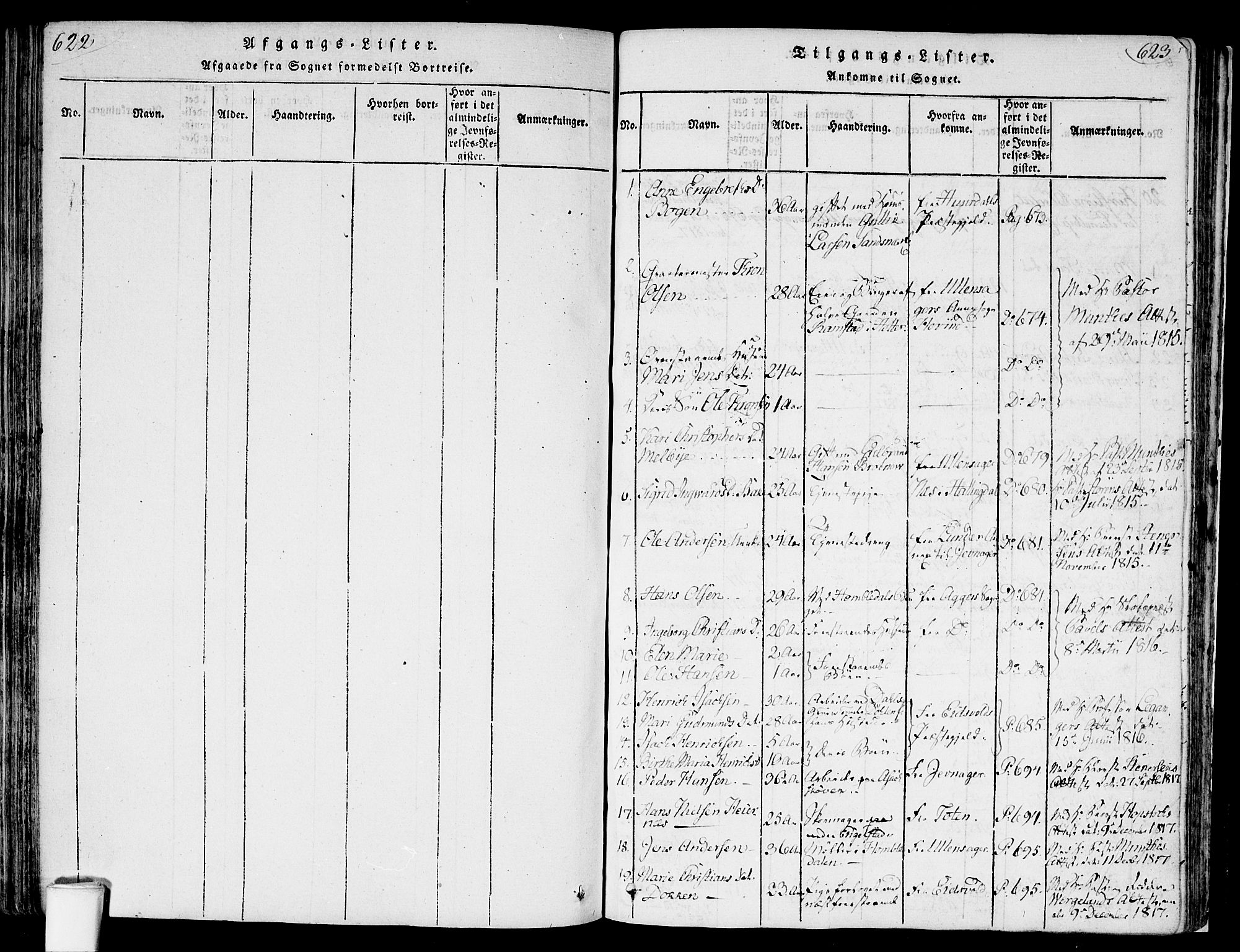 Nannestad prestekontor Kirkebøker, SAO/A-10414a/F/Fa/L0009: Parish register (official) no. I 9, 1815-1840, p. 622-623