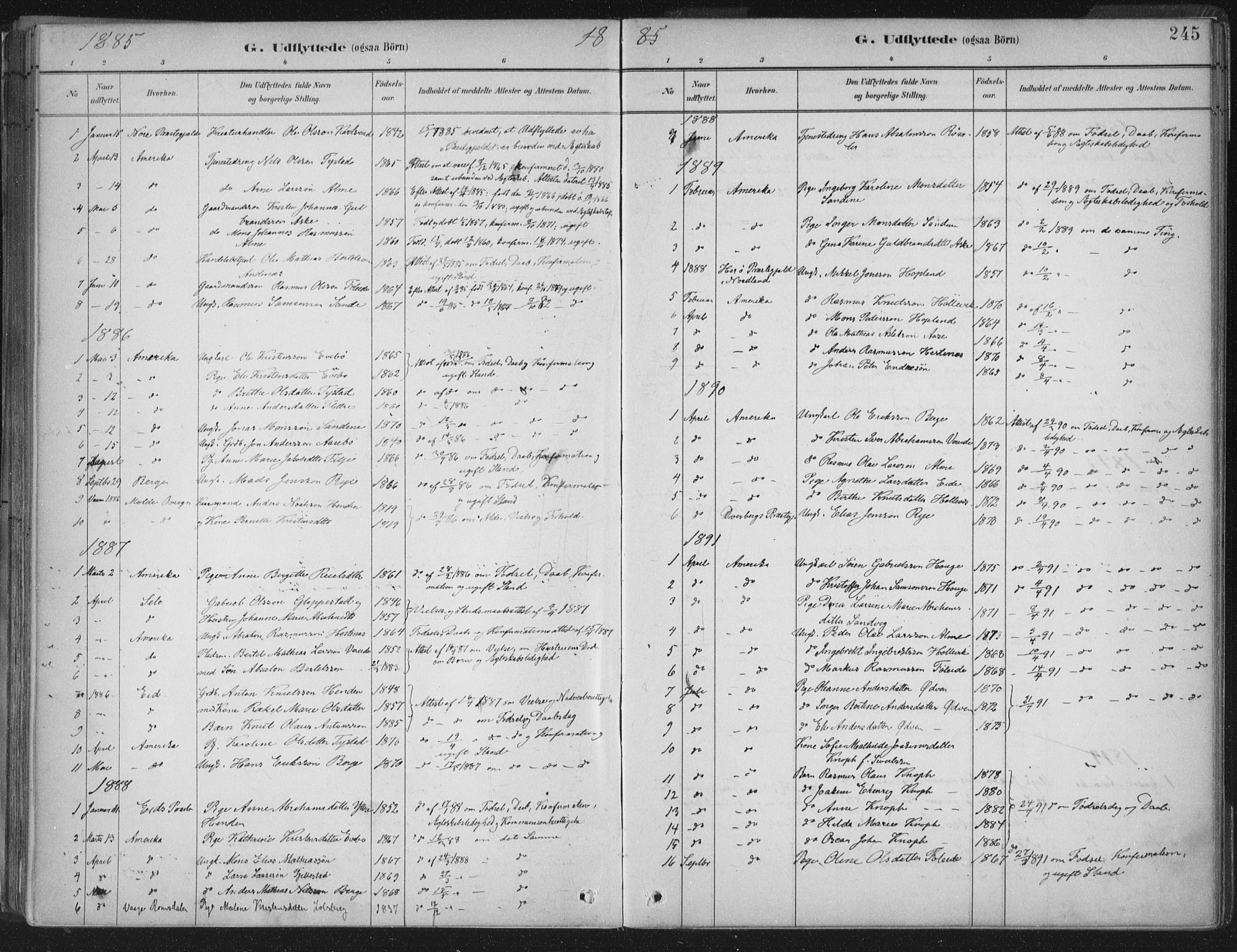 Gloppen sokneprestembete, AV/SAB-A-80101/H/Haa/Haab/L0001: Parish register (official) no. B  1, 1885-1905, p. 245