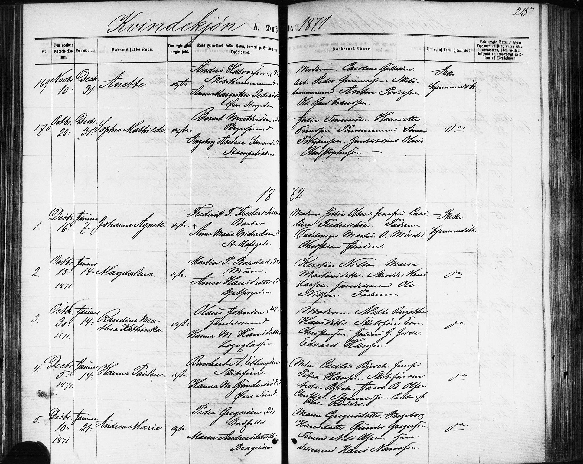 Bragernes kirkebøker, AV/SAKO-A-6/F/Fb/L0004: Parish register (official) no. II 4, 1869-1875, p. 215