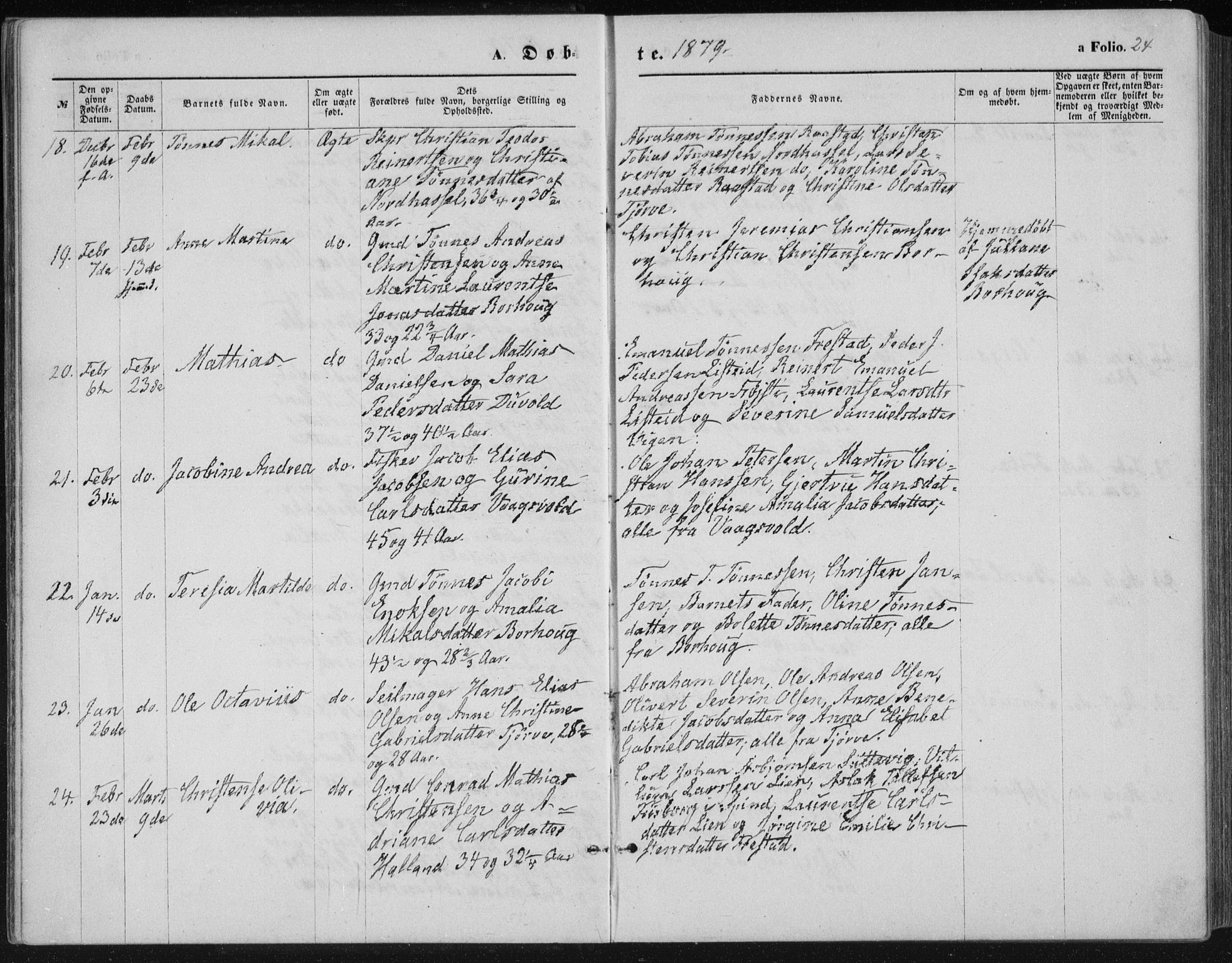 Lista sokneprestkontor, AV/SAK-1111-0027/F/Fb/L0004: Parish register (copy) no. B 4, 1877-1891, p. 24