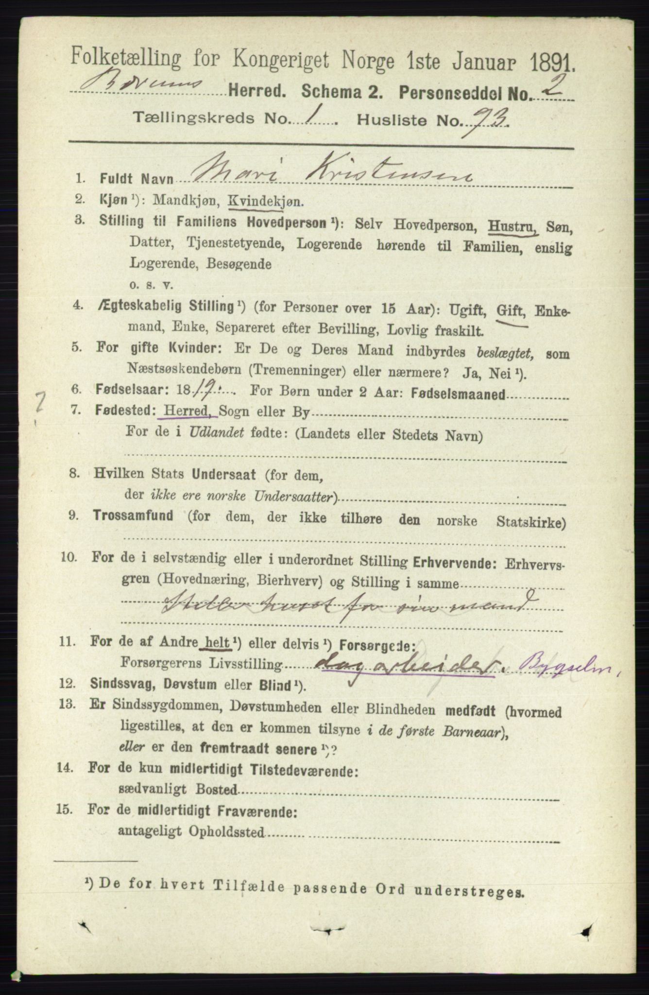 RA, 1891 census for 0219 Bærum, 1891, p. 945