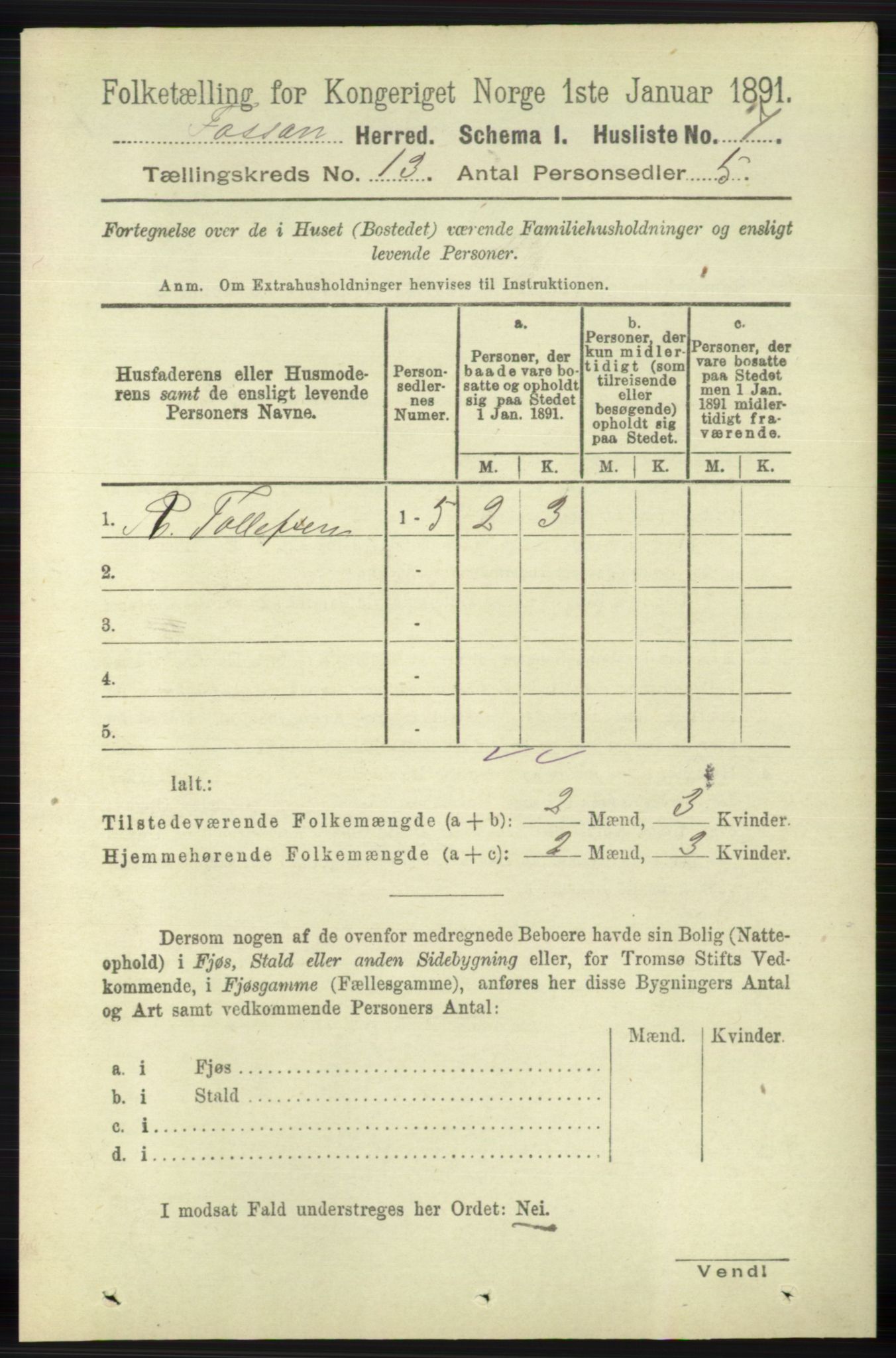 RA, 1891 census for 1129 Forsand, 1891, p. 2031