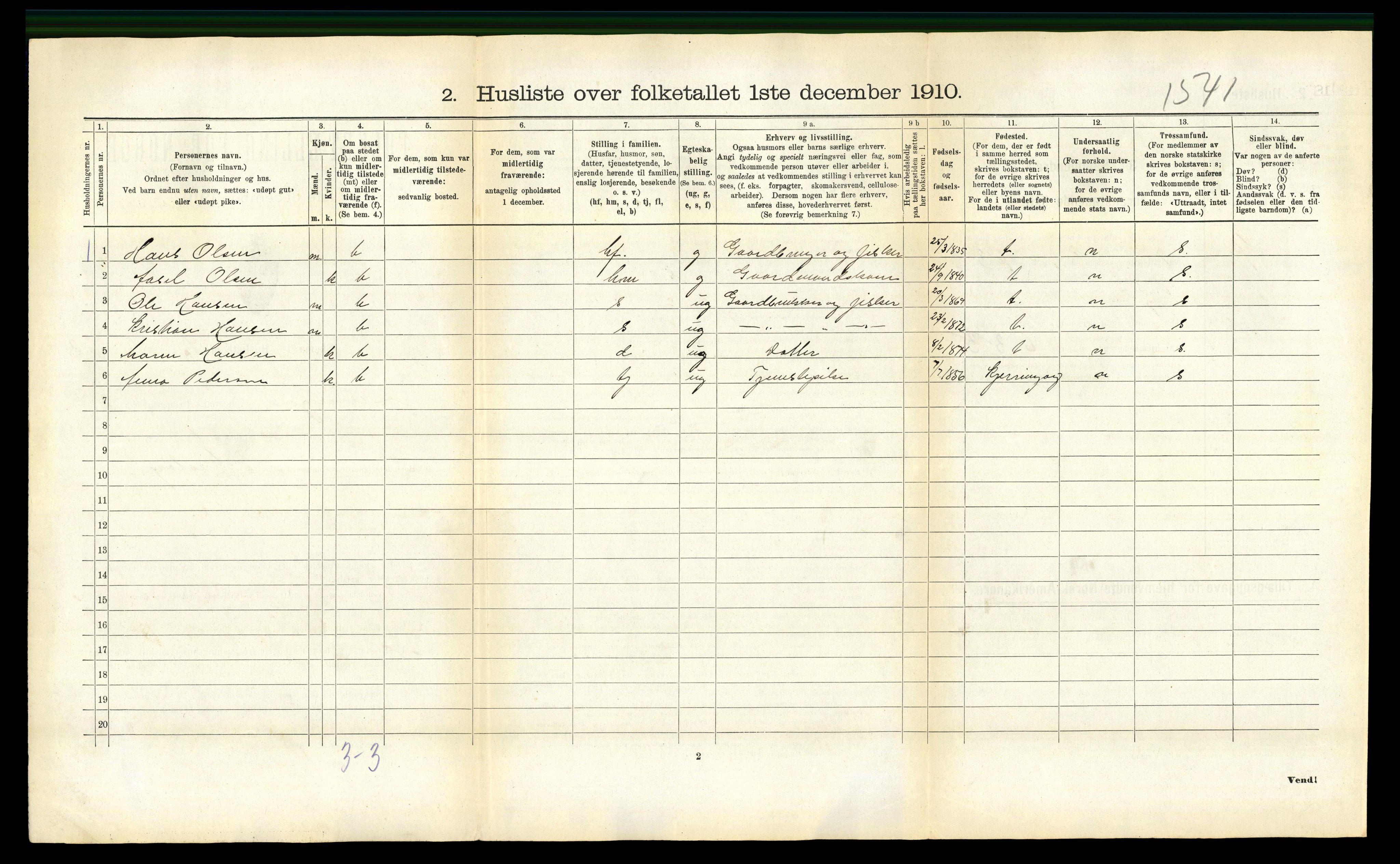 RA, 1910 census for Leiranger, 1910, p. 372