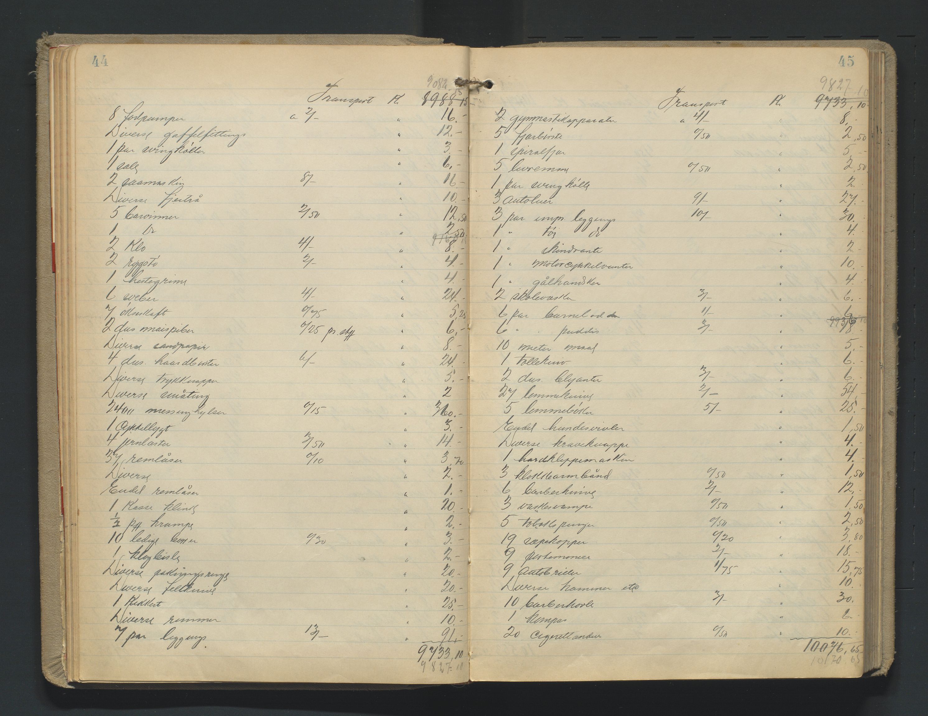 Mandal sorenskriveri, AV/SAK-1221-0005/001/H/Hc/L0067: Skifteregistreringsprotokoll nr 23 Mandal by, 1921-1944, p. 44-45