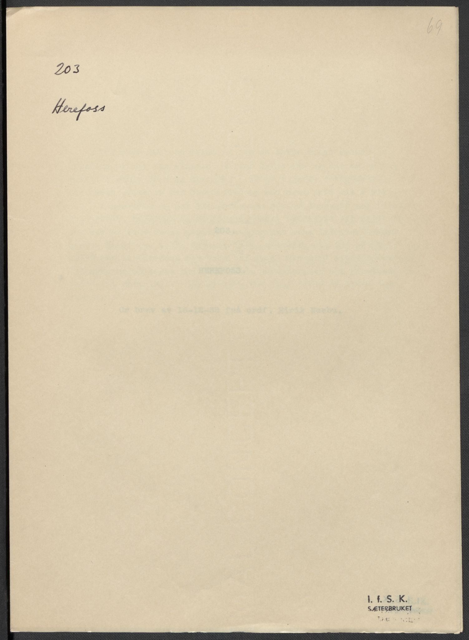 Instituttet for sammenlignende kulturforskning, RA/PA-0424/F/Fc/L0008/0001: Eske B8: / Aust-Agder (perm XIX), 1932-1938, p. 69