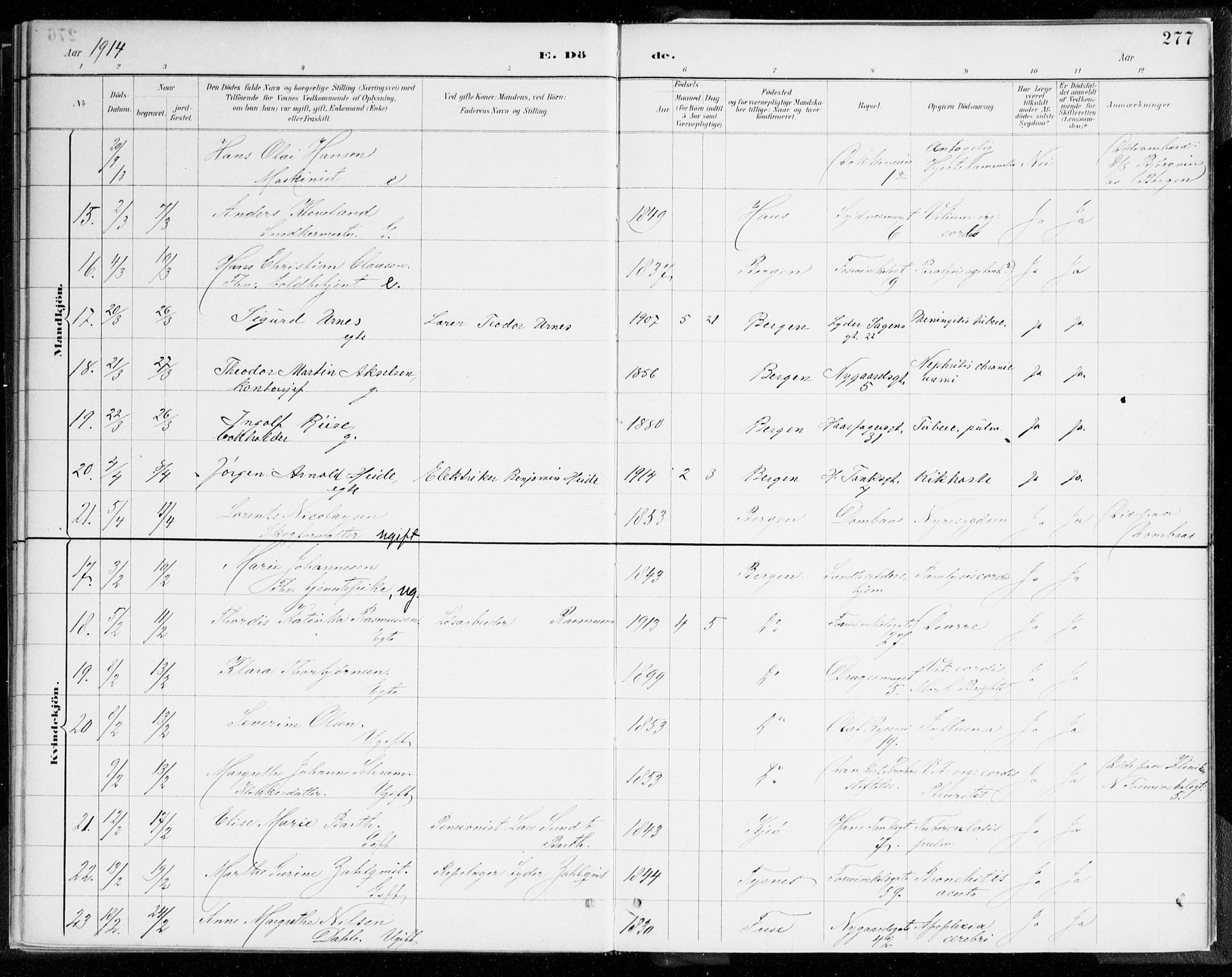 Johanneskirken sokneprestembete, AV/SAB-A-76001/H/Haa/L0019: Parish register (official) no. E 1, 1885-1915, p. 277