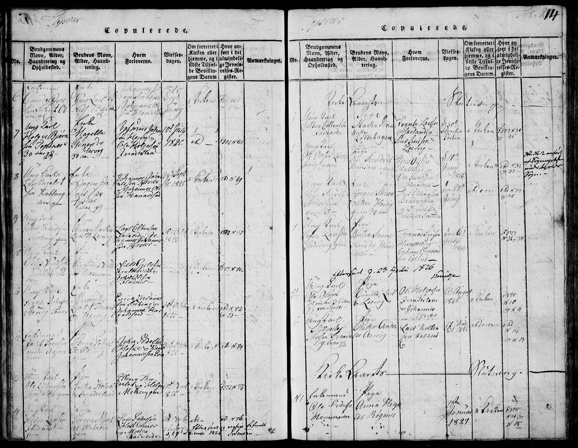 Skjold sokneprestkontor, SAST/A-101847/H/Ha/Hab/L0002: Parish register (copy) no. B 2 /1, 1815-1830, p. 214