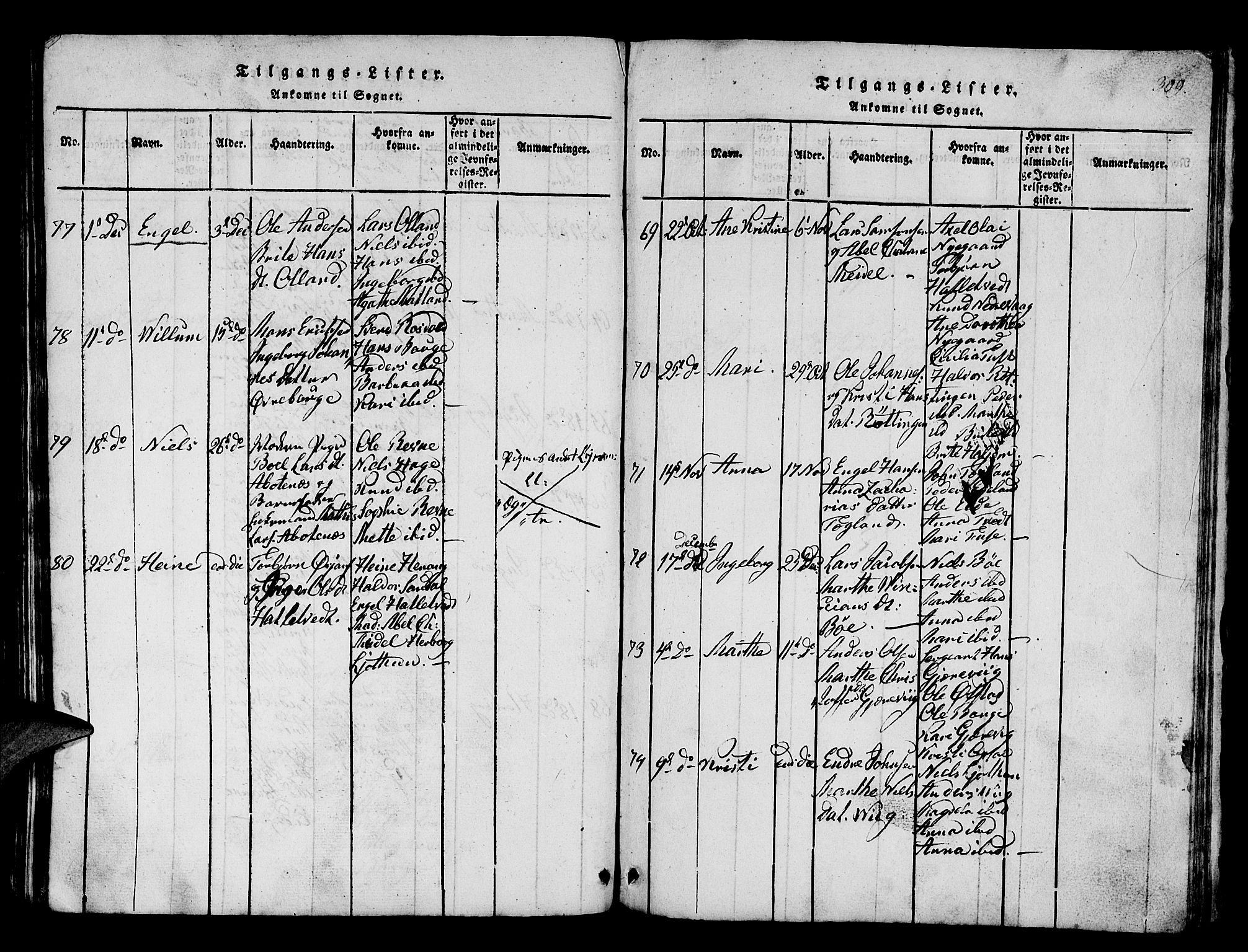 Os sokneprestembete, AV/SAB-A-99929: Parish register (official) no. A 12, 1816-1825, p. 309