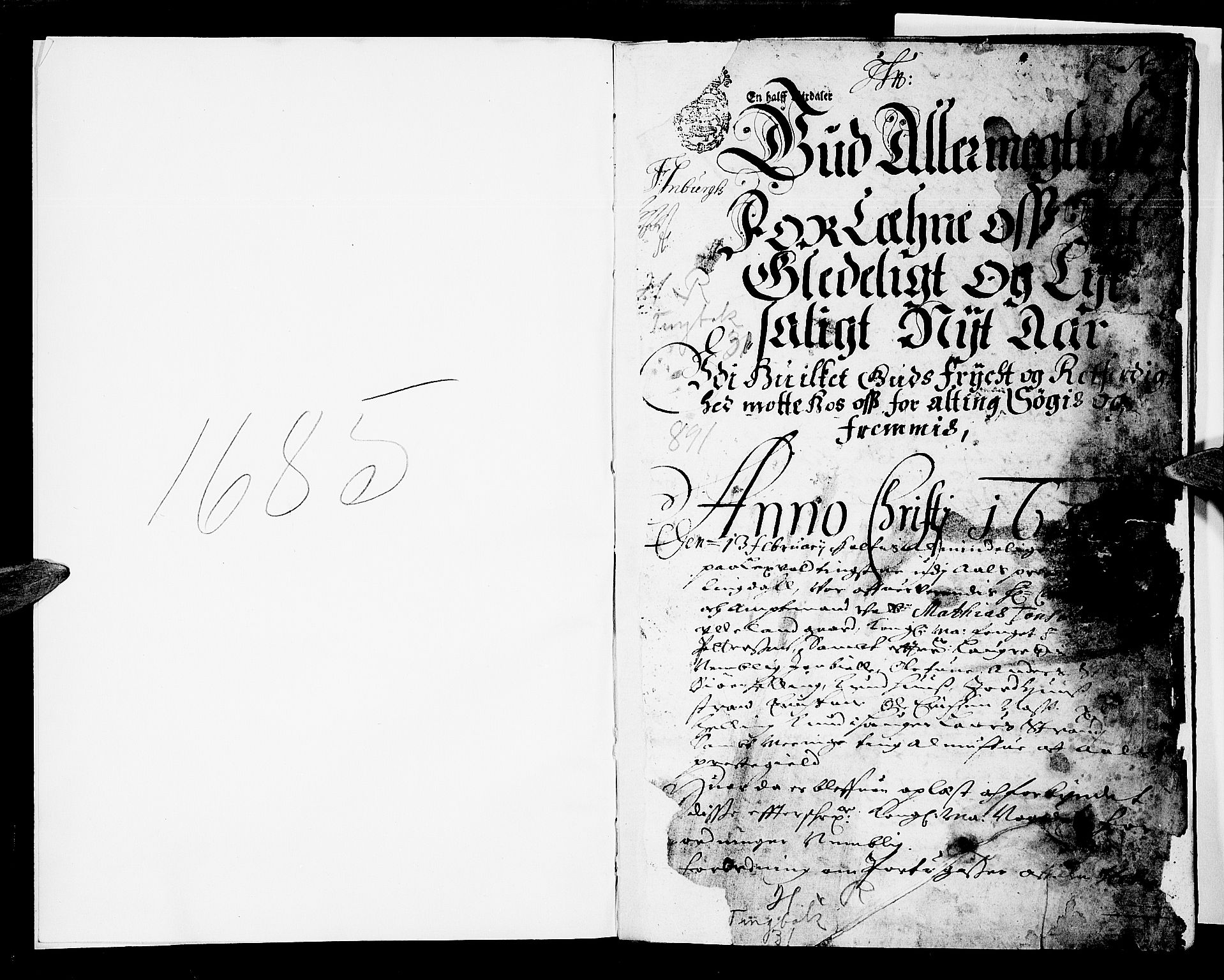 Ringerike og Hallingdal sorenskriveri, SAKO/A-81/F/Fa/Faa/L0019: Tingbok, 1685, p. 0b-1a