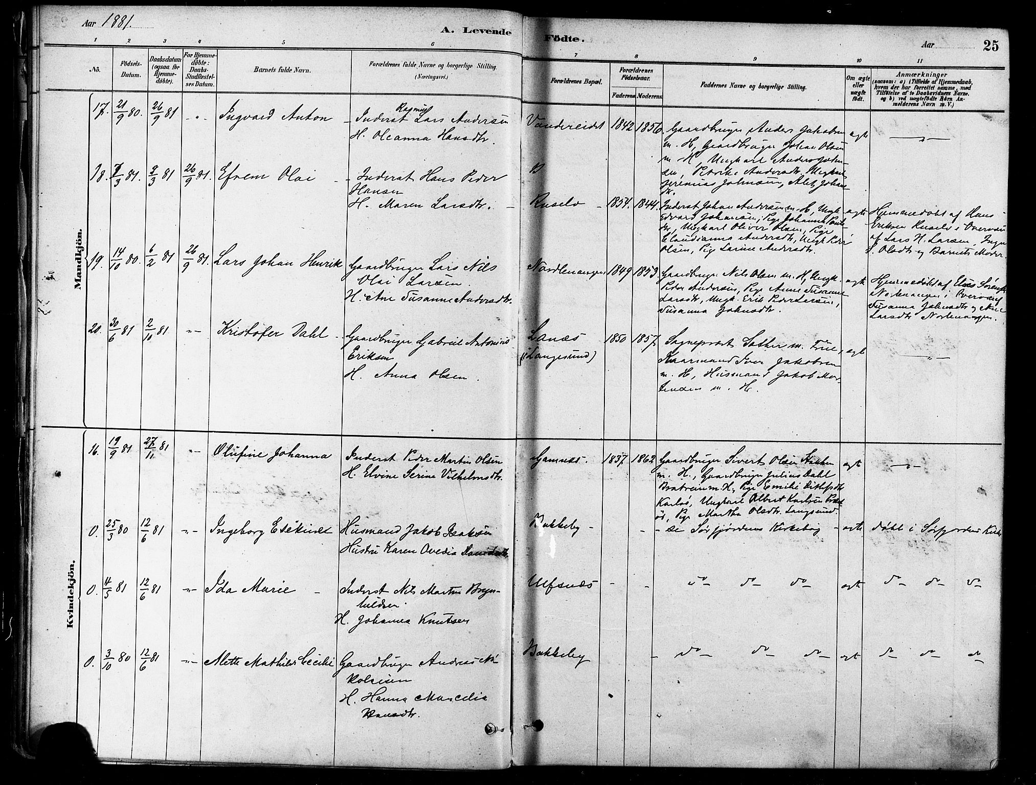 Karlsøy sokneprestembete, SATØ/S-1299/H/Ha/Haa/L0006kirke: Parish register (official) no. 6, 1879-1890, p. 25