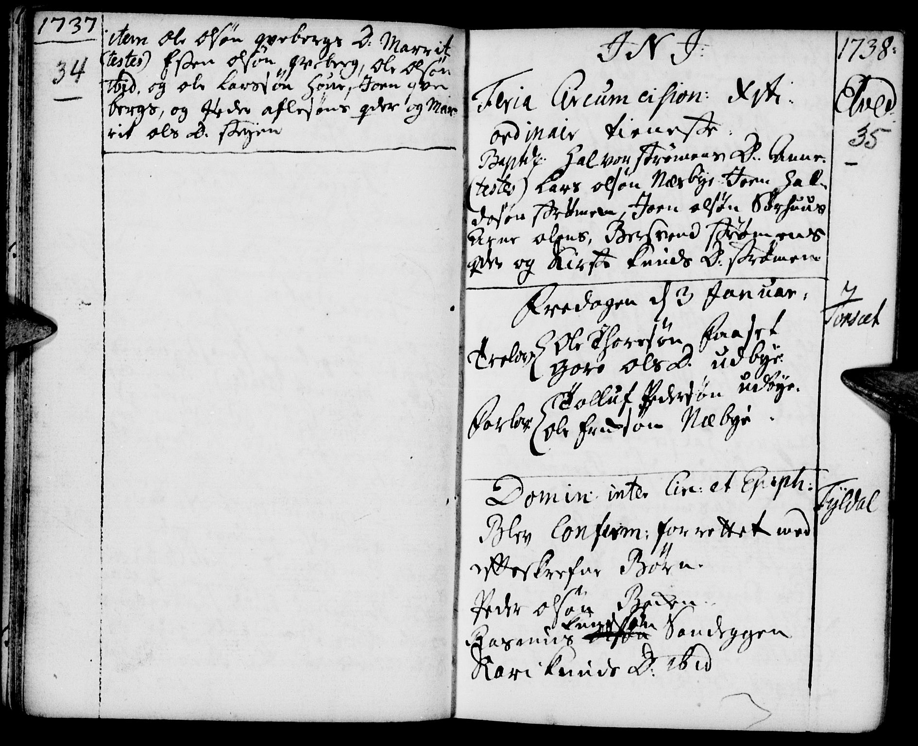 Tynset prestekontor, SAH/PREST-058/H/Ha/Haa/L0002: Parish register (official) no. 2, 1737-1767, p. 34-35
