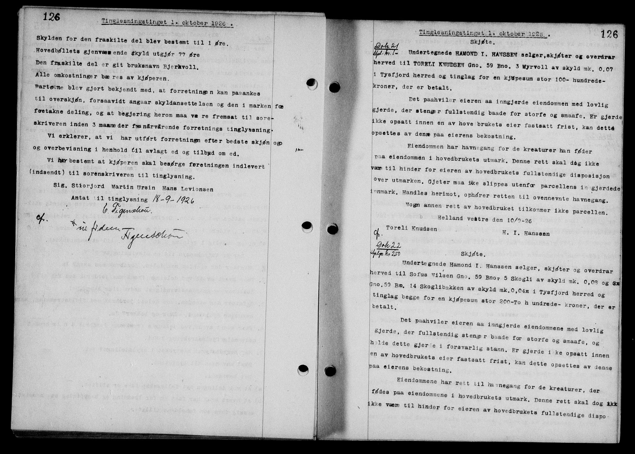 Steigen og Ofoten sorenskriveri, SAT/A-0030/1/2/2C/L0014: Mortgage book no. 13 og 15, 1926-1927, Deed date: 01.10.1926