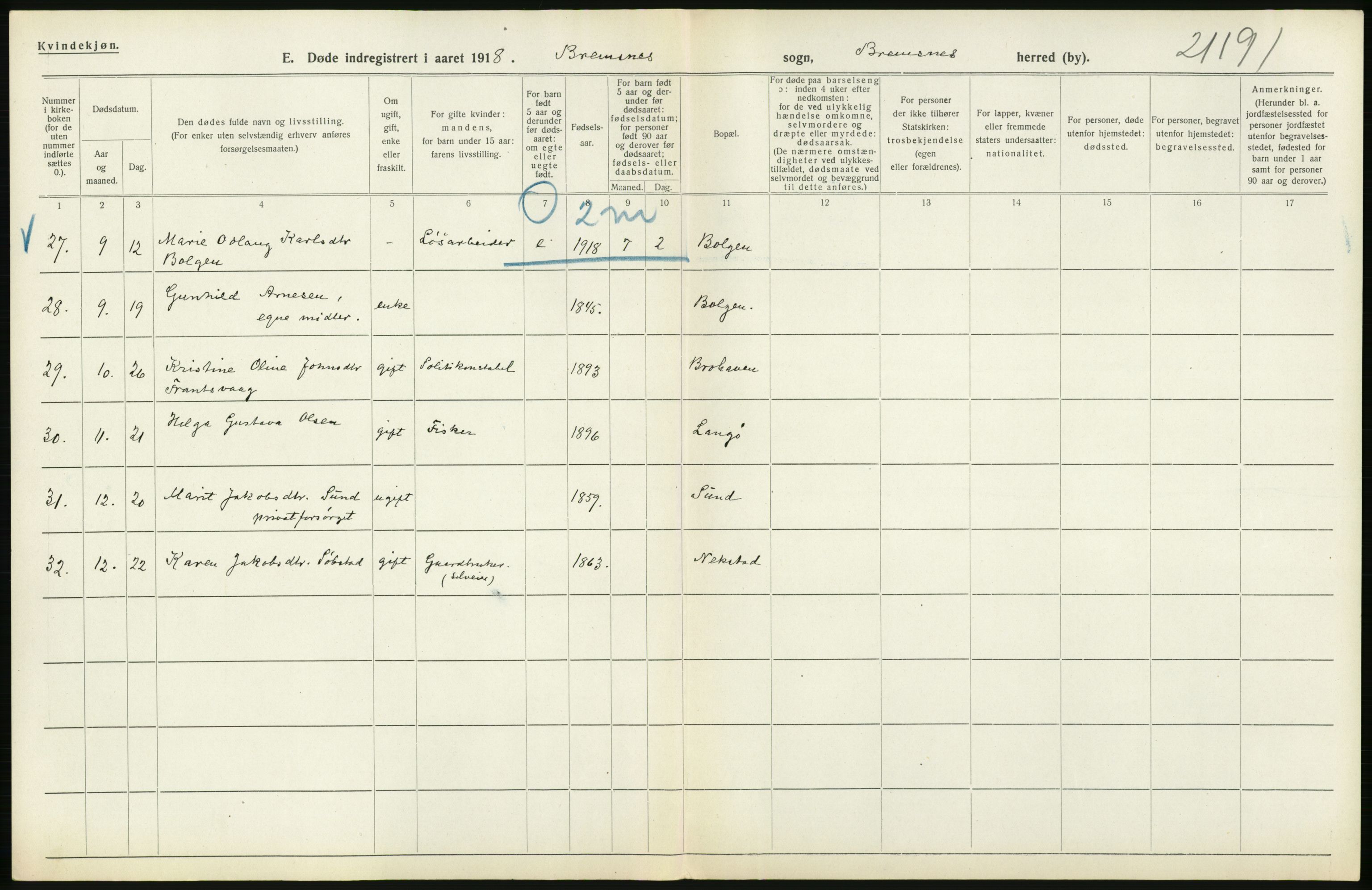 Statistisk sentralbyrå, Sosiodemografiske emner, Befolkning, AV/RA-S-2228/D/Df/Dfb/Dfbh/L0045: Møre fylke: Døde. Bygder og byer., 1918, p. 202