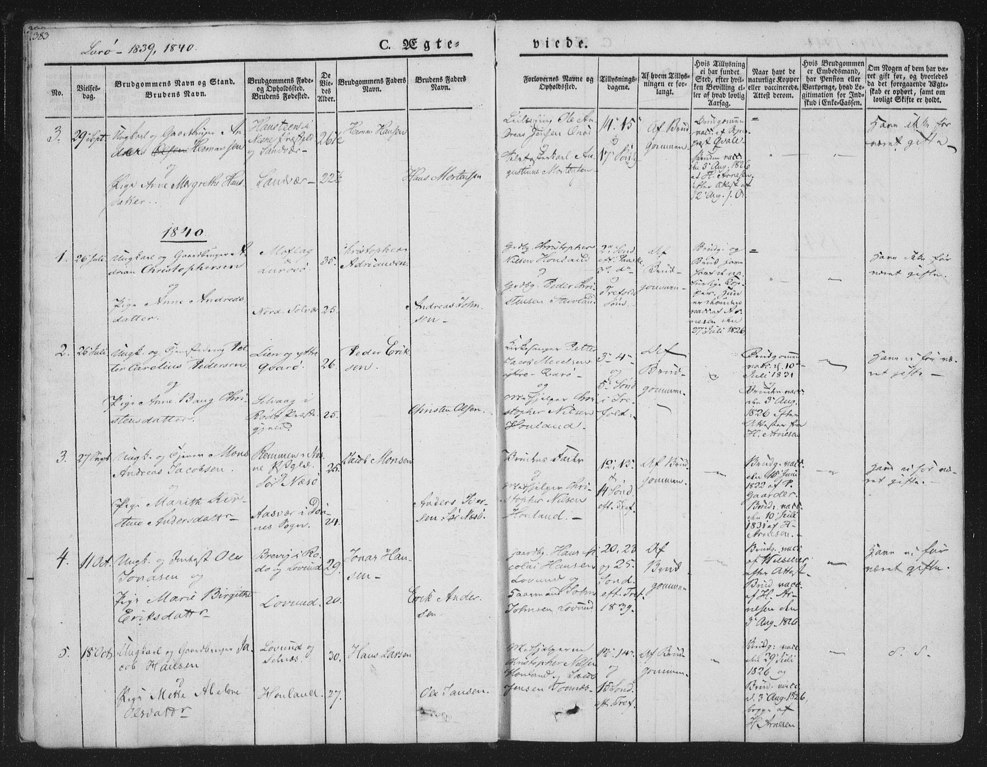 Ministerialprotokoller, klokkerbøker og fødselsregistre - Nordland, SAT/A-1459/839/L0566: Parish register (official) no. 839A03, 1825-1862, p. 383