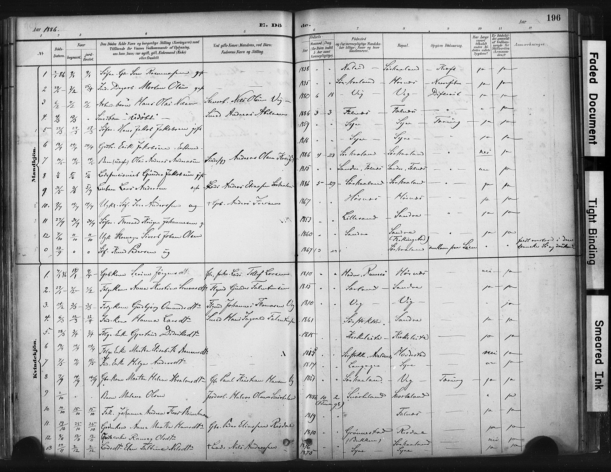 Skudenes sokneprestkontor, AV/SAST-A -101849/H/Ha/Haa/L0009: Parish register (official) no. A 6, 1882-1912, p. 196