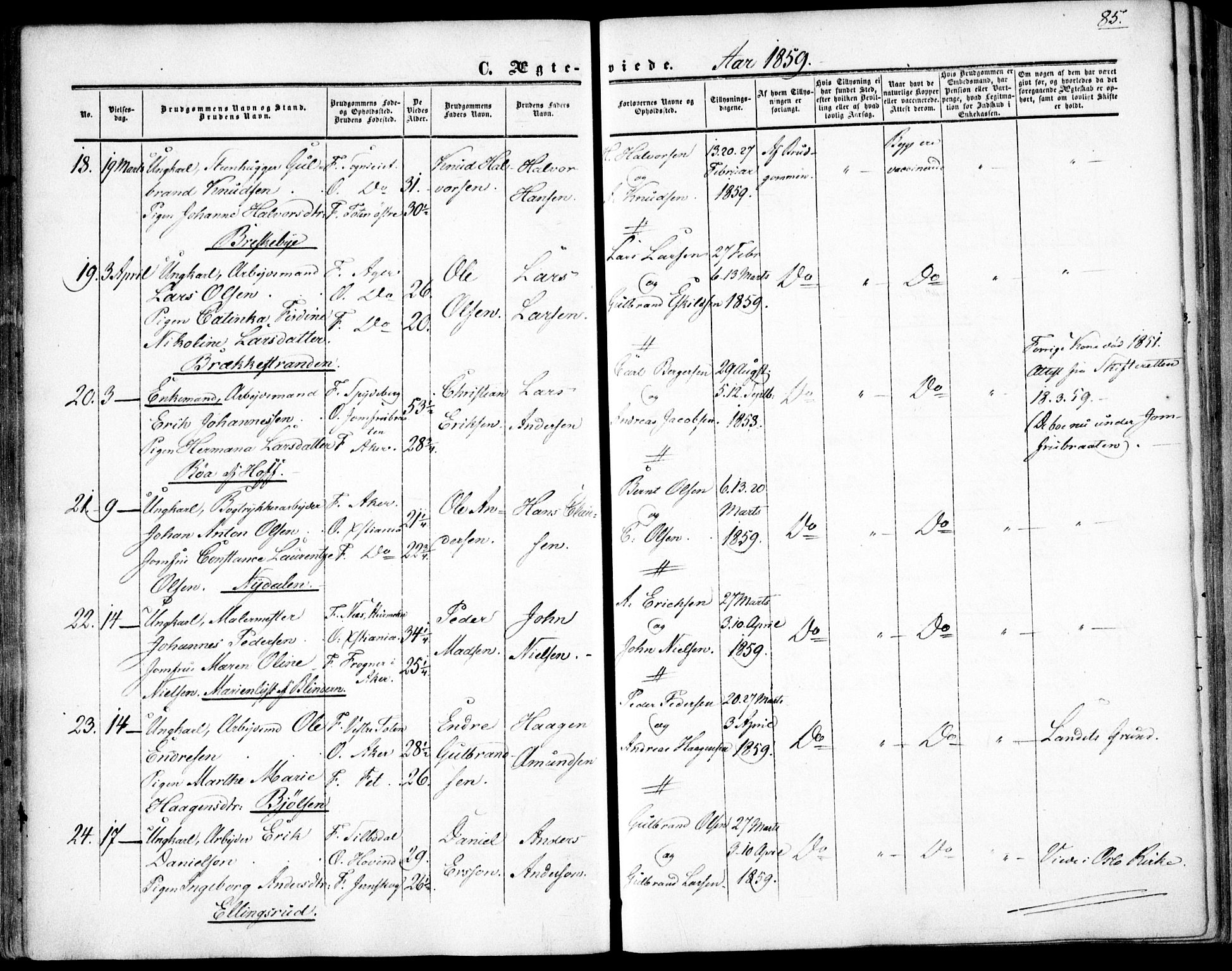 Vestre Aker prestekontor Kirkebøker, AV/SAO-A-10025/F/Fa/L0002: Parish register (official) no. 2, 1855-1877, p. 85