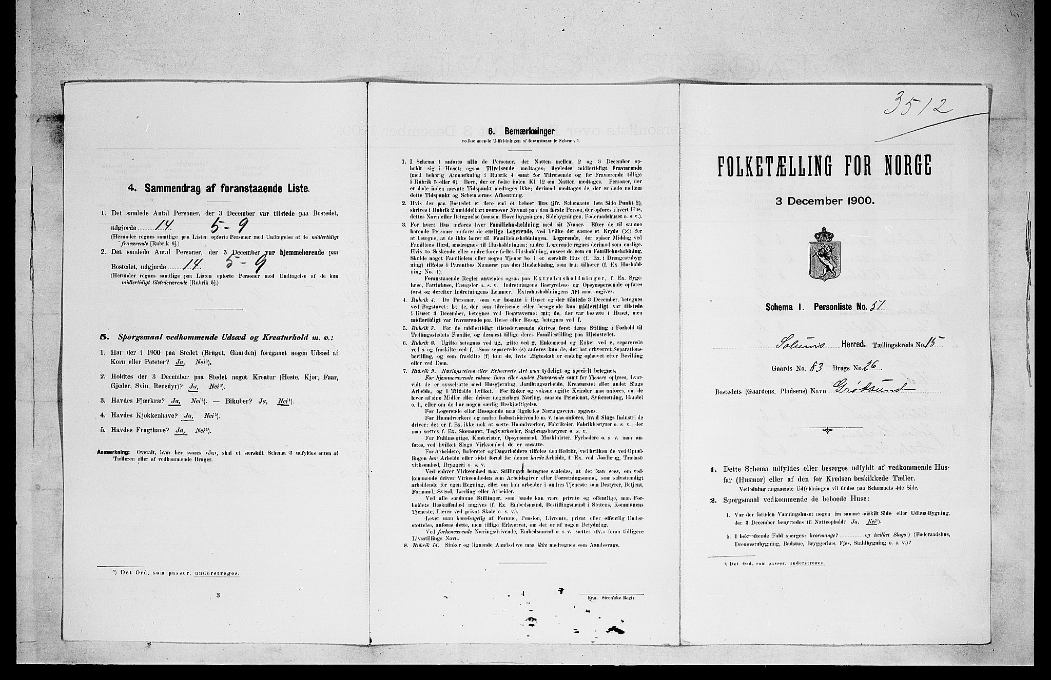 SAKO, 1900 census for Solum, 1900, p. 2404