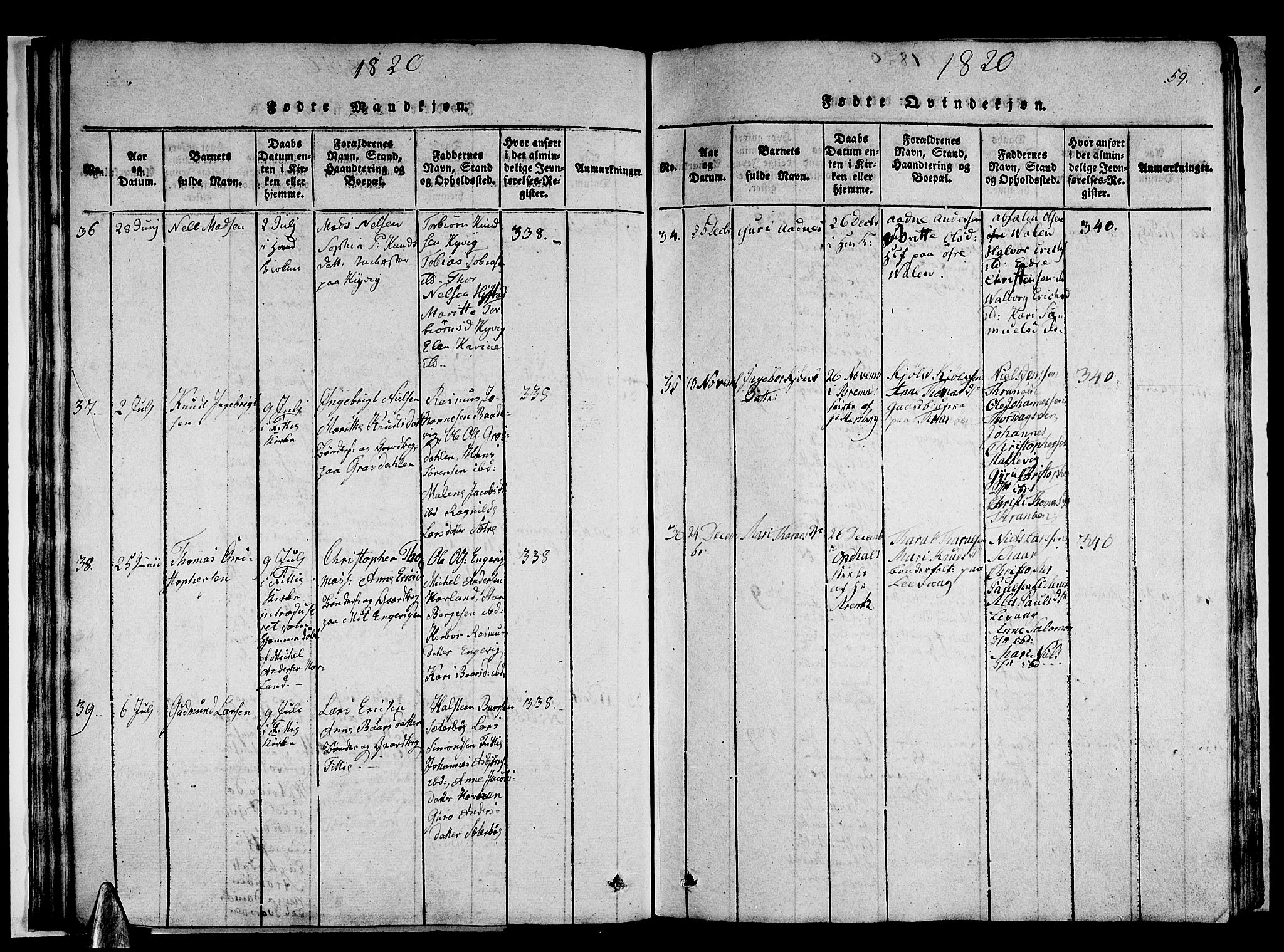 Stord sokneprestembete, AV/SAB-A-78201/H/Haa: Parish register (official) no. A 5, 1816-1825, p. 59