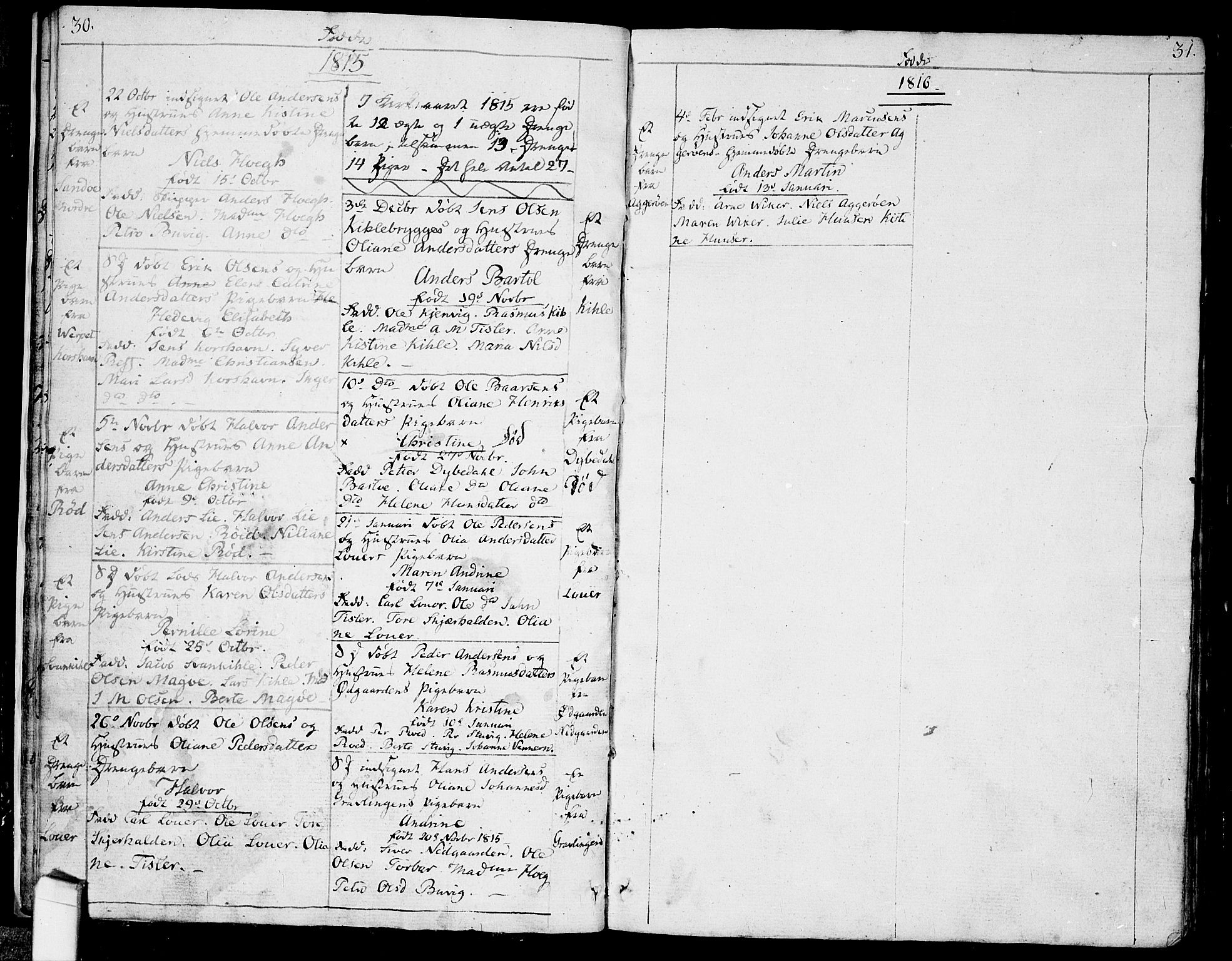 Hvaler prestekontor Kirkebøker, SAO/A-2001/F/Fa/L0004: Parish register (official) no. I 4, 1805-1816, p. 30-31