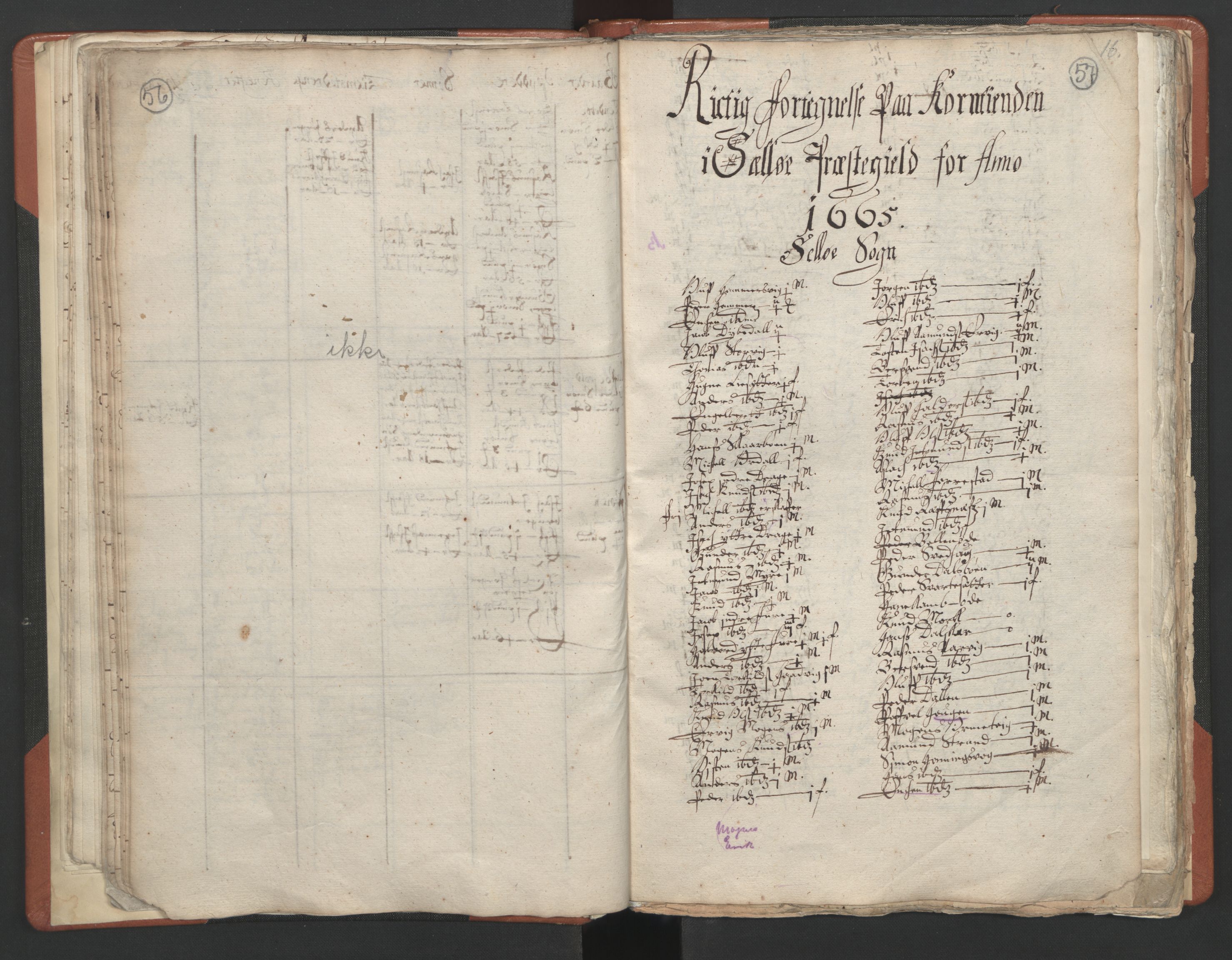 RA, Vicar's Census 1664-1666, no. 25: Nordfjord deanery, 1664-1666, p. 56-57