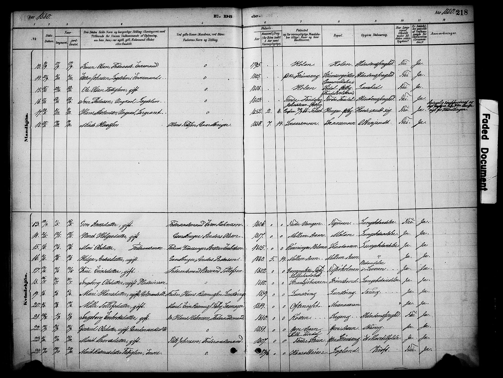 Tynset prestekontor, AV/SAH-PREST-058/H/Ha/Hab/L0006: Parish register (copy) no. 6, 1880-1899, p. 218