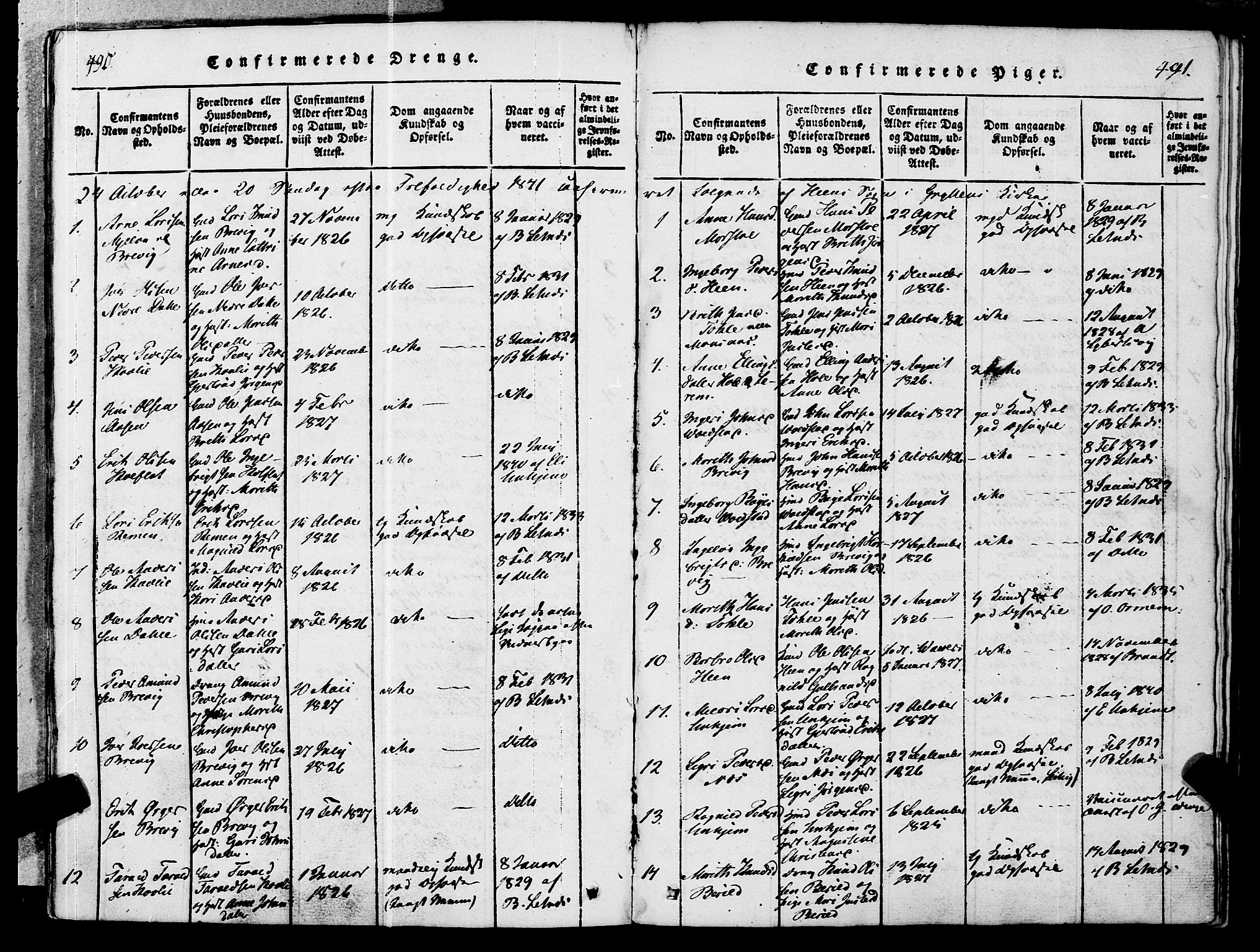 Ministerialprotokoller, klokkerbøker og fødselsregistre - Møre og Romsdal, SAT/A-1454/545/L0585: Parish register (official) no. 545A01, 1818-1853, p. 490-491