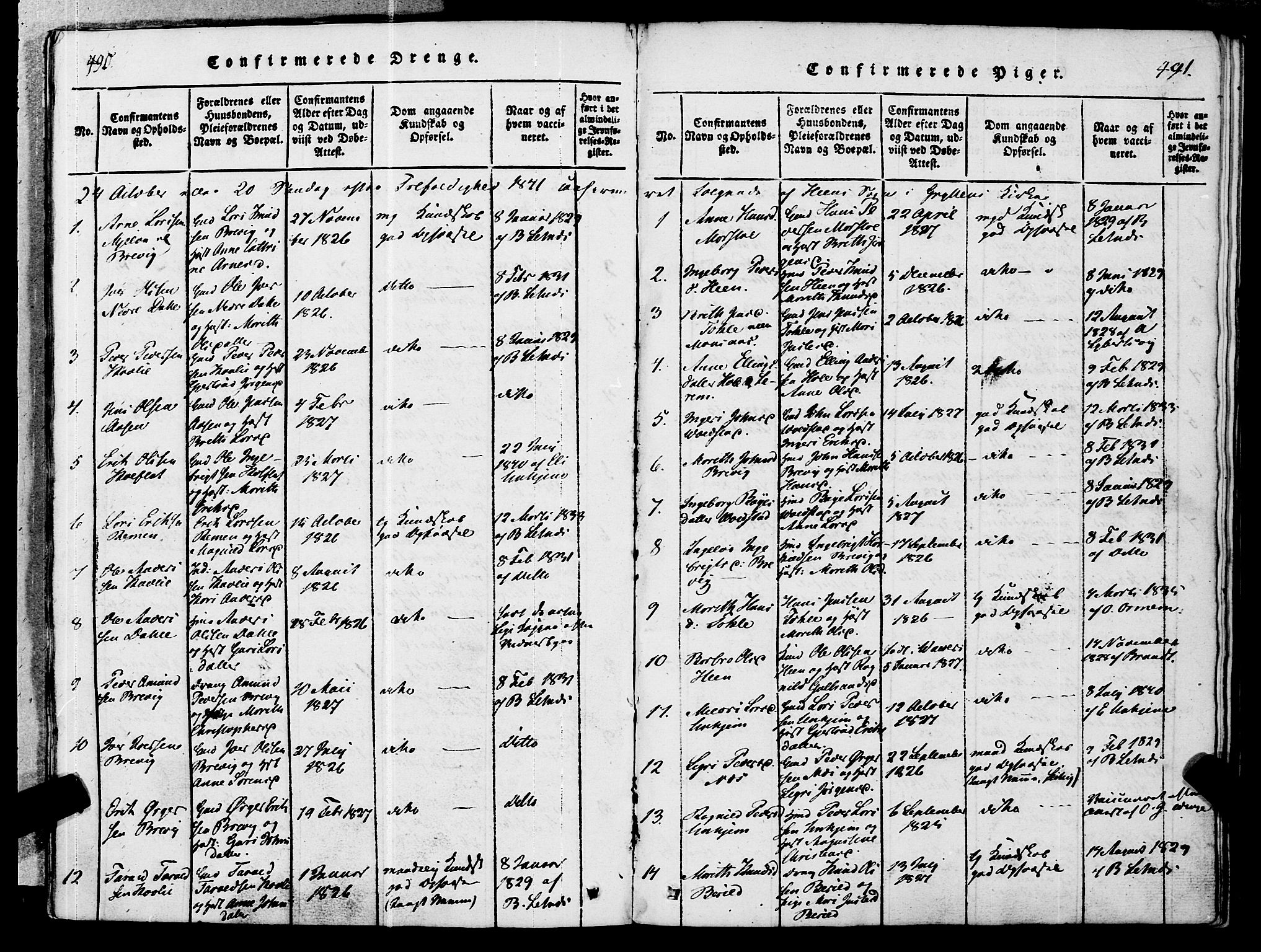 Ministerialprotokoller, klokkerbøker og fødselsregistre - Møre og Romsdal, AV/SAT-A-1454/545/L0585: Parish register (official) no. 545A01, 1818-1853, p. 490-491