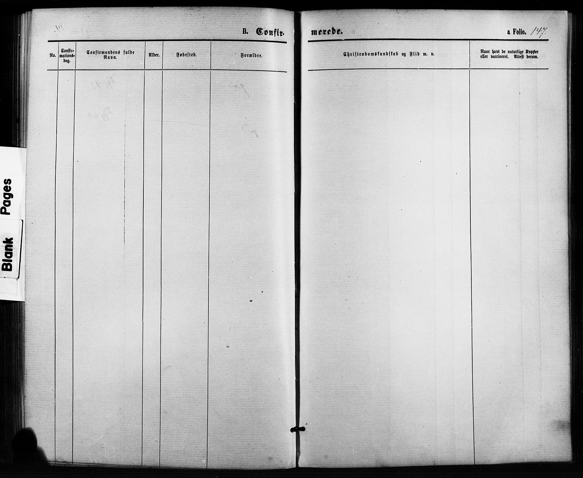 Birkenes sokneprestkontor, SAK/1111-0004/F/Fb/L0003: Parish register (copy) no. B 3, 1876-1892, p. 147